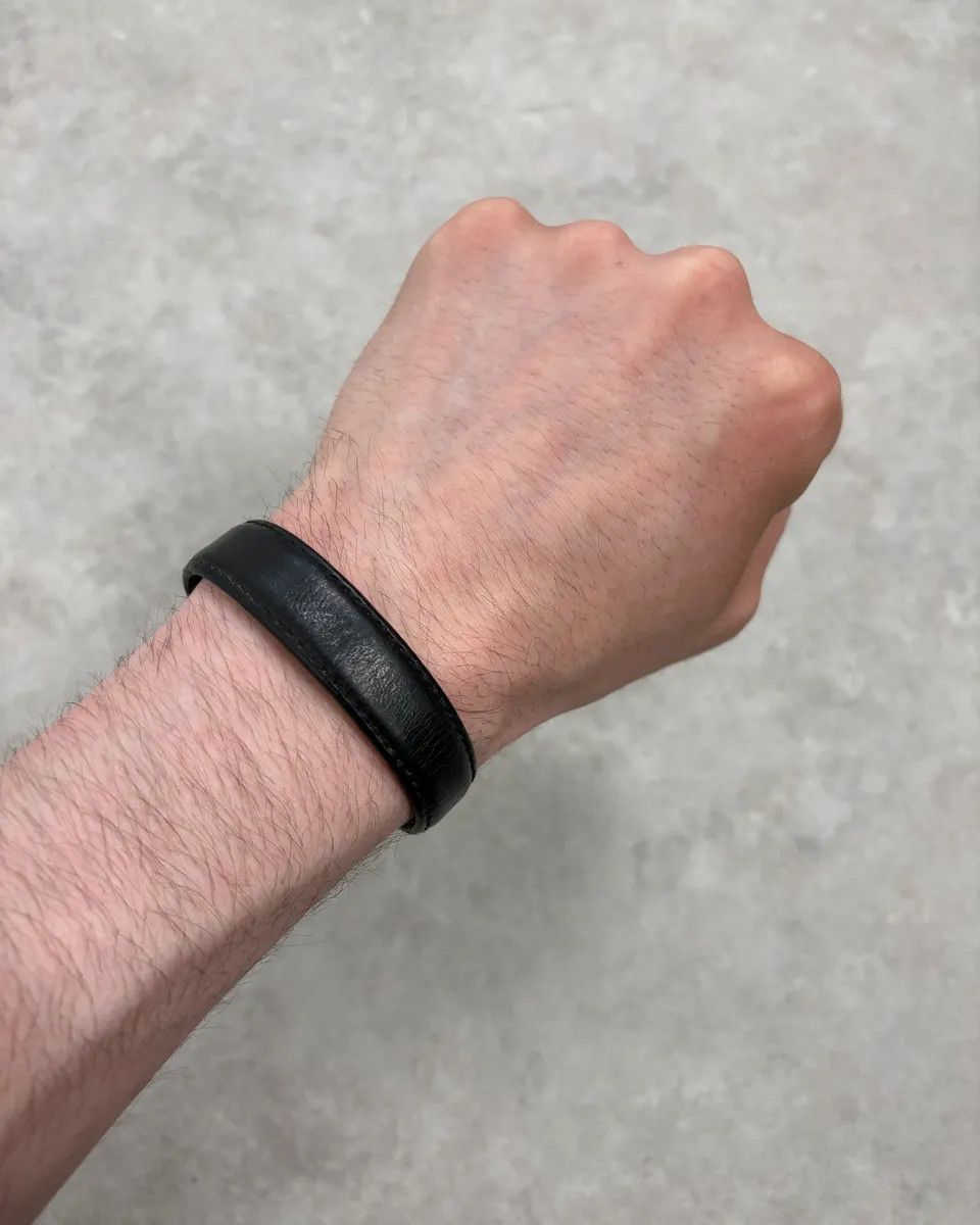 Prada 2000s Prada Black Leather Medal Bracelet Size ONE SIZE - 1 Thumbnail