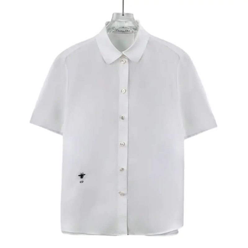 Dior Dior White Cotton Short Sleeve Shirt 0089 Size XS / US 0-2 / IT 36-38 - 1 Thumbnail