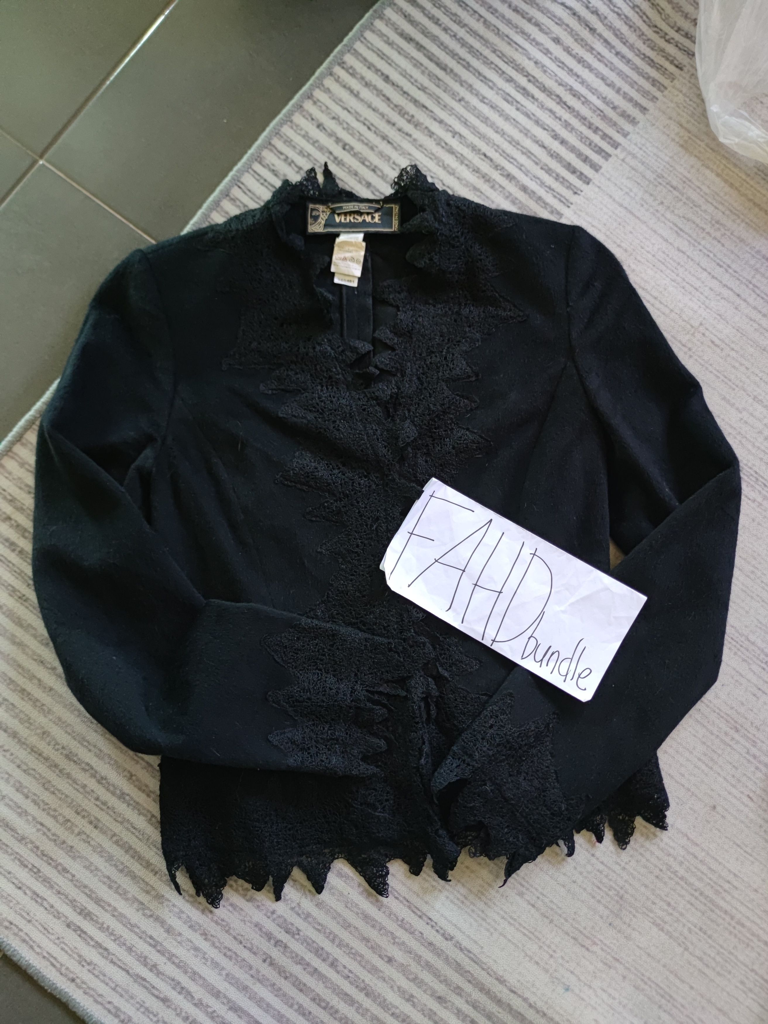 Versace Versace Black Wool Laces Blazer Made in Italy Size M / US 6-8 / IT 42-44 - 1 Thumbnail