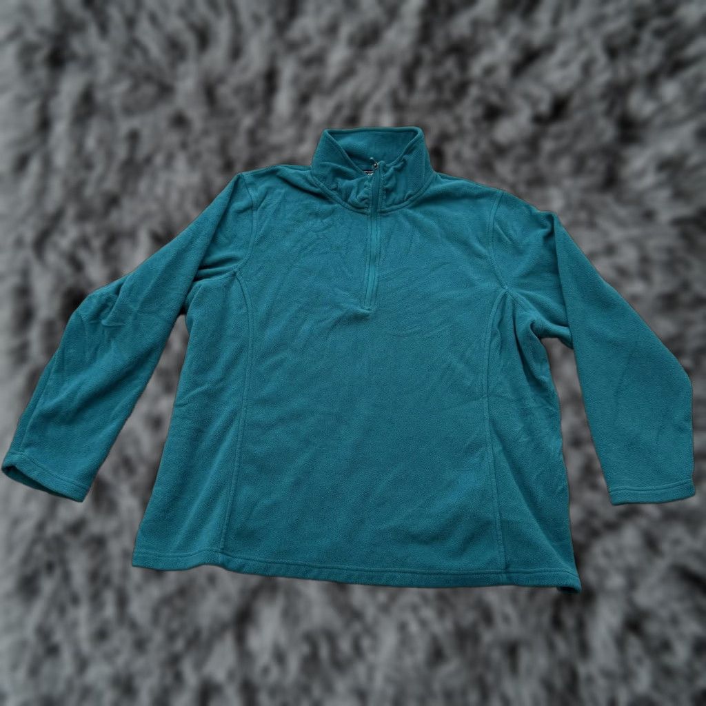 Lands' End VINTAGE: No — Lands' End Pullover Jacket 1X Plus 16W 18W Fleece Quarter Zip Warm Cozy Fall Women’s Plus Size Teal Size XL / US 12-14 / IT 48-50 - 1 Thumbnail