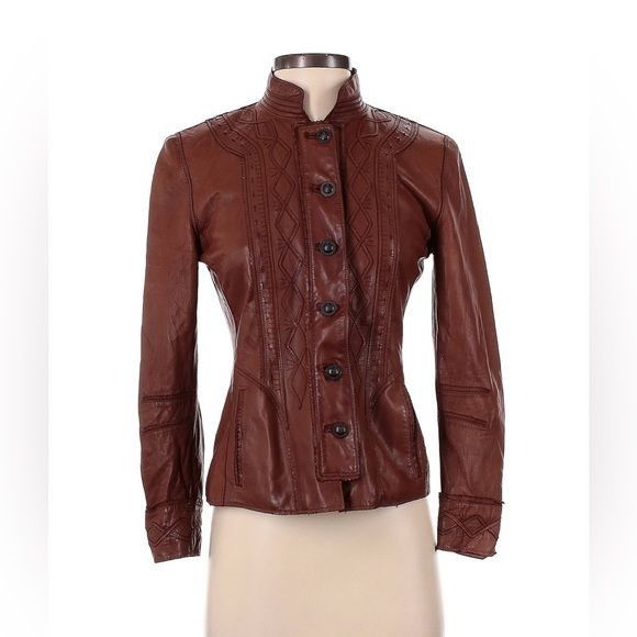Elie Tahari ELIE TAHARI size S super soft cognac brown leather fitted ja Size S / US 4 / IT 40 - 1 Thumbnail