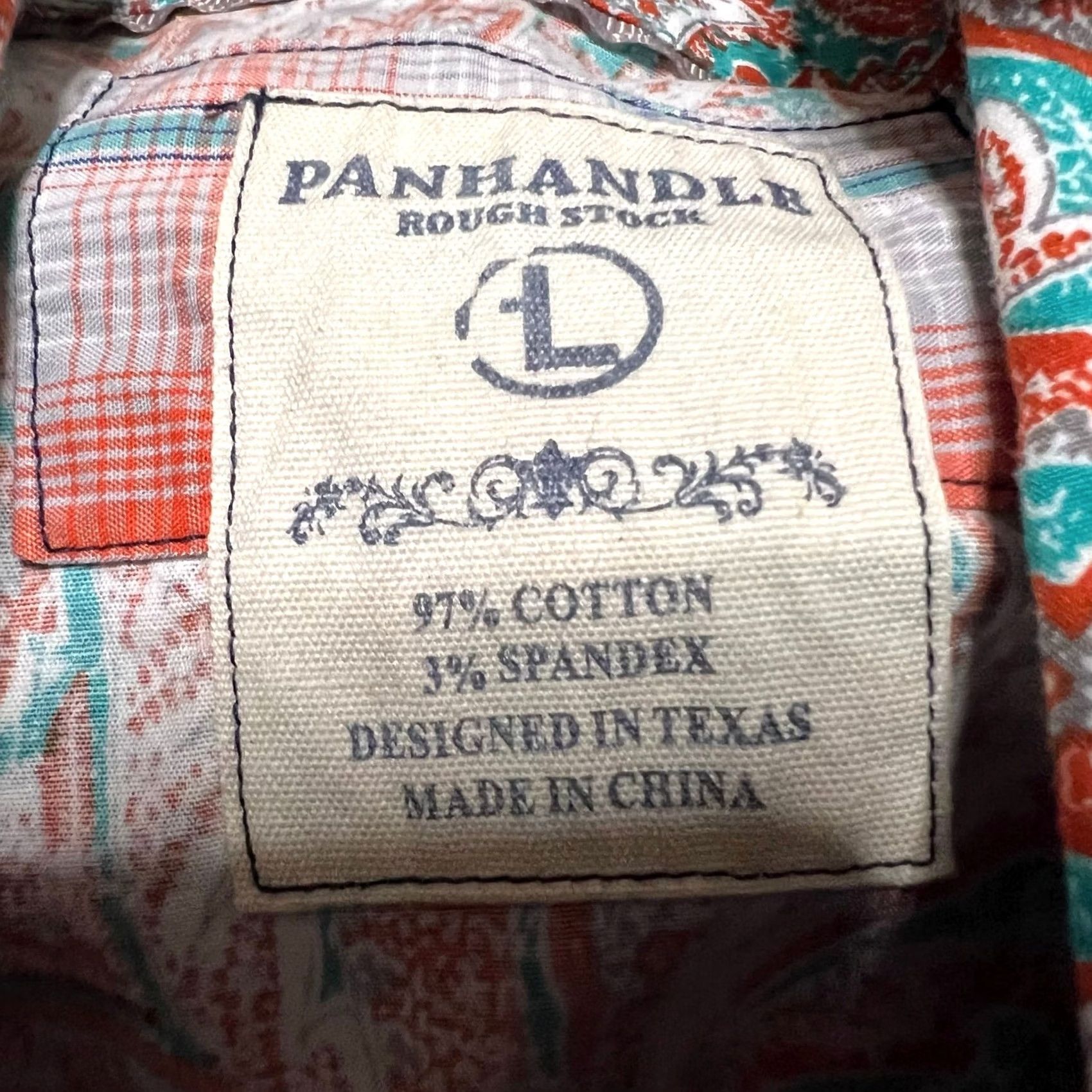 Vintage Panhandle Rough Stock Shirt Mens Large Pearl Snap Paisley All Over Print Green L Regular Long Sleeve Men Size US L / EU 52-54 / 3 - 6 Thumbnail