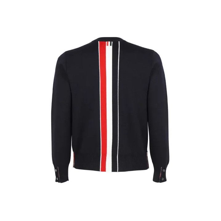 Thom Browne Thom Browne Blue Logo Embroidered Wool Sweater Size US S / EU 44-46 / 1 - 1 Thumbnail
