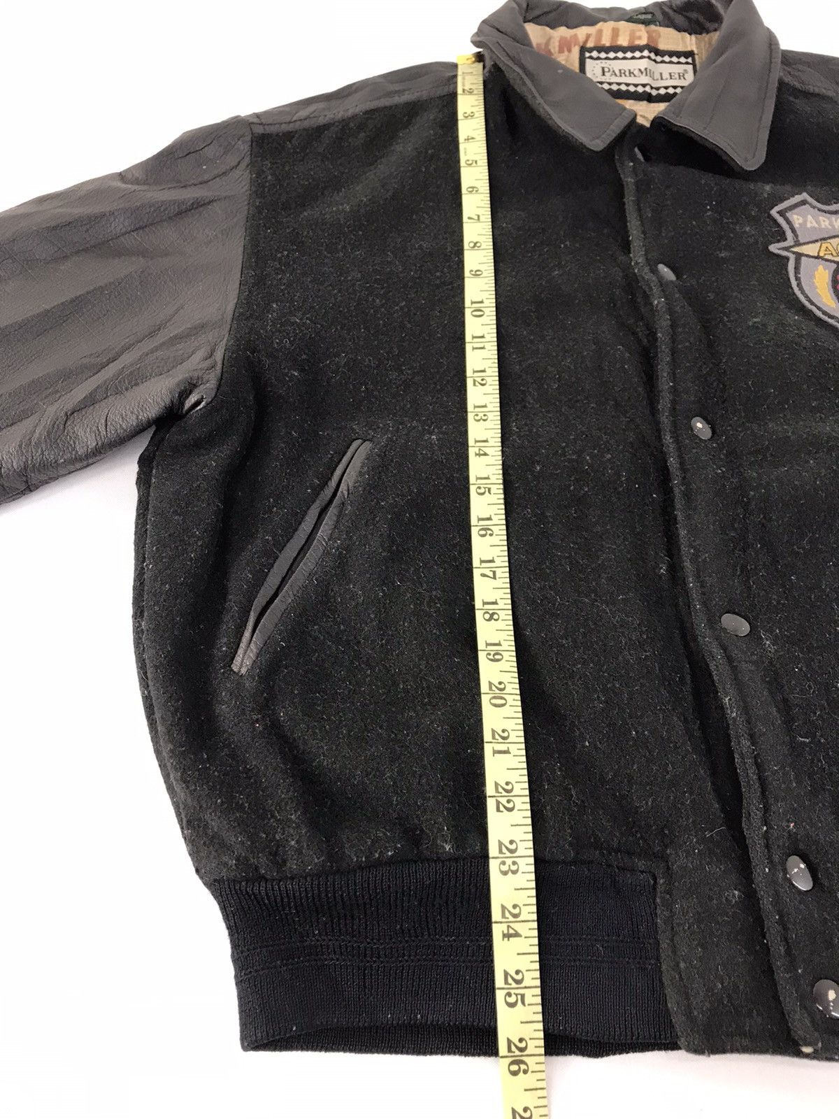 Vintage 90s Park Miller Action Varsity Jacket Leather Sleeve Jacket Size US L / EU 52-54 / 3 - 12 Thumbnail