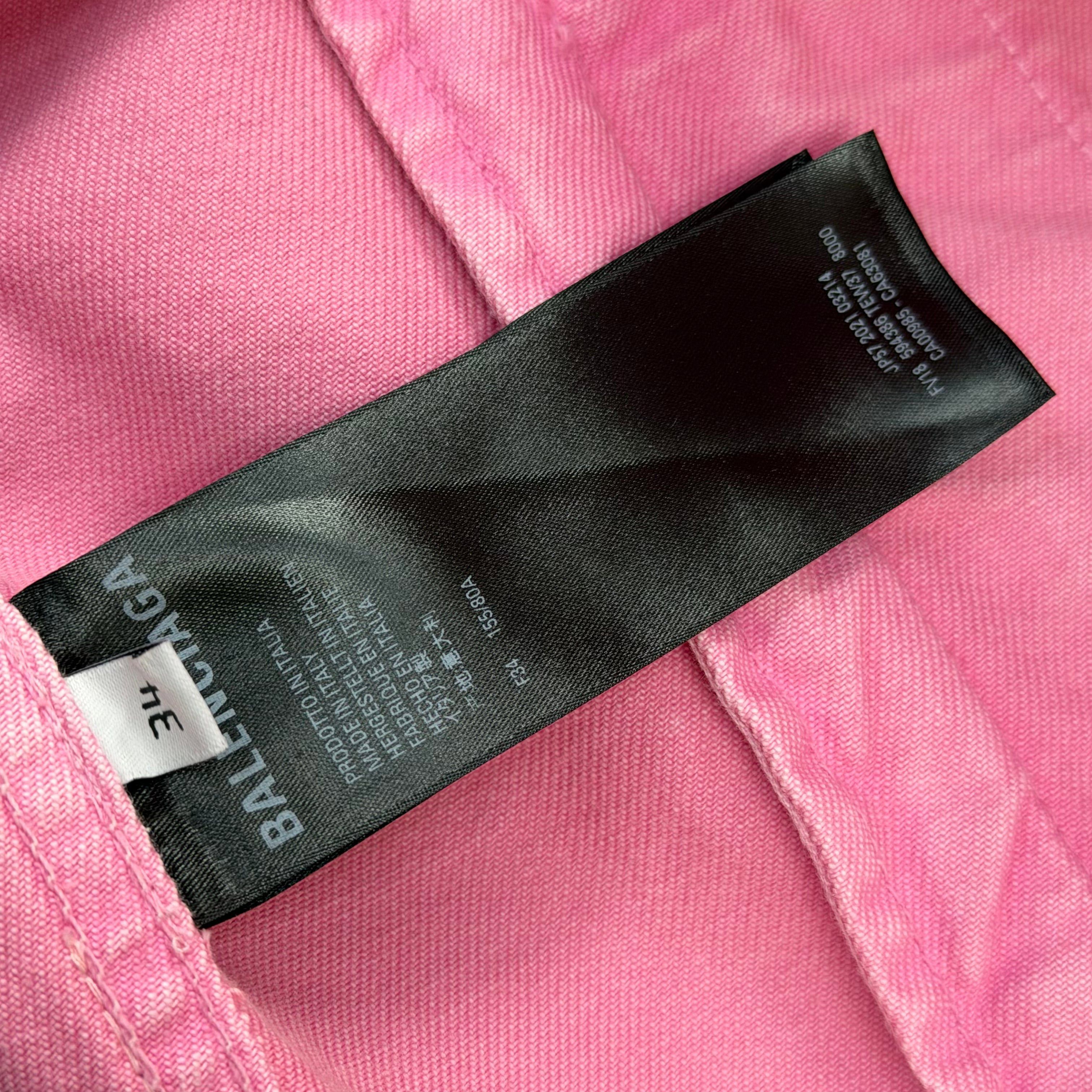 Balenciaga Balenciaga Embroidered Logo Pink Denim Jacket 34 (M) Size US M / EU 48-50 / 2 - 6 Thumbnail