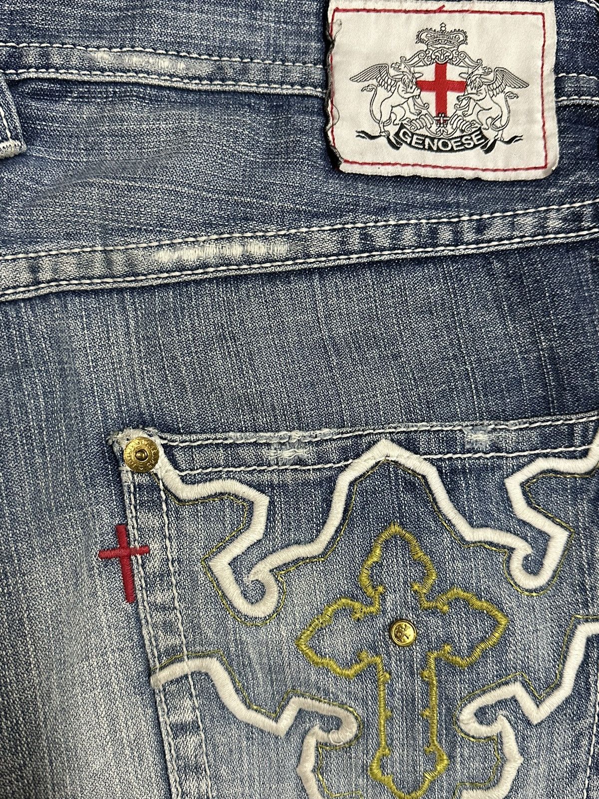 Japanese Brand Vintage Japanese Genoese Embroidered Cross Style Jeans Size US 34 / EU 50 - 9 Thumbnail