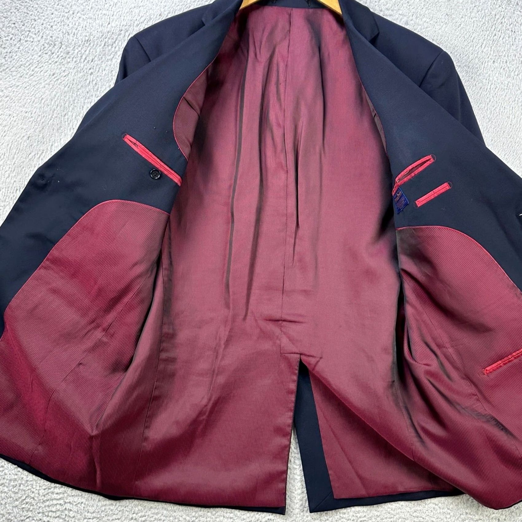 Pendleton Pendleton Wool Blend Blazer Sport Coat Mens 44R Navy Blue 2 Button Long Sleeve Gray Notch Lapel Business Formal Jacket Size US XXL / EU 58 / 5 - 3 Thumbnail