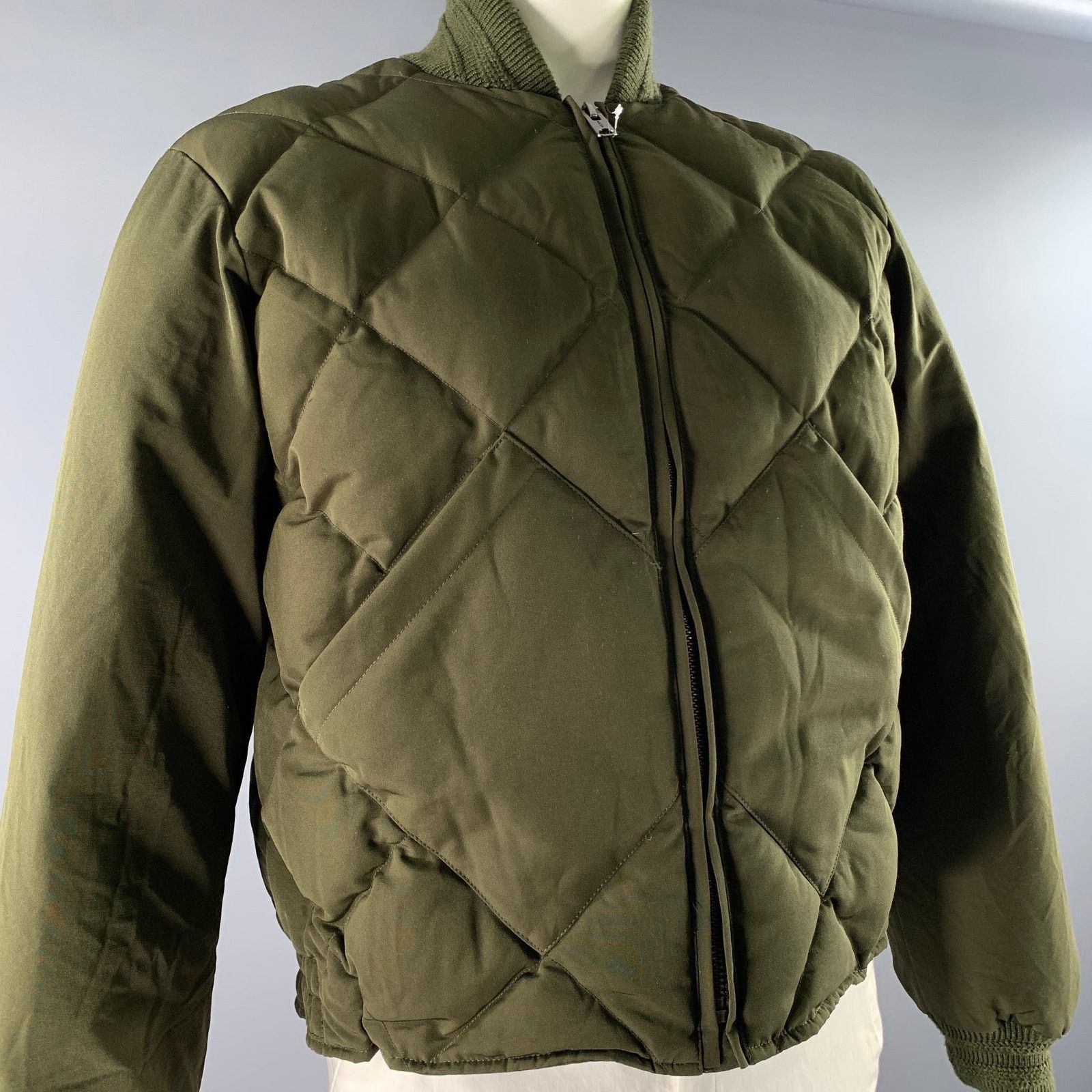 BRUT Archive BRUT XL Green Olive Quilted Down Polyester Bomber Jacket Size US XL / EU 56 / 4 - 2 Thumbnail