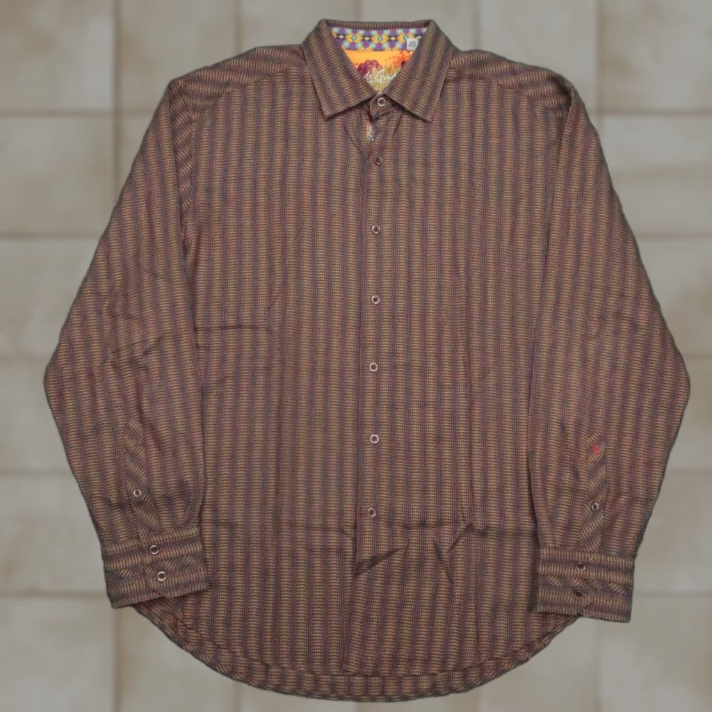 Robert Graham Robert Graham Shirt Men XL Brown Geometric Long Sleeve Button-Up with Contrasting Trim Vintage? No. Size US XL / EU 56 / 4 - 1 Thumbnail