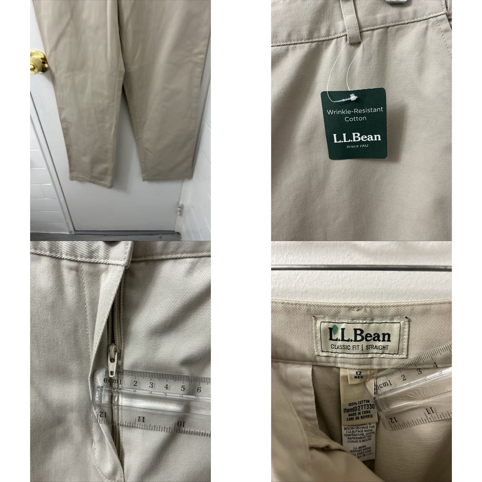 Vintage L.L.Bean Bayside Pants Womens 12x30 Tan Classic Fit Straight Wrinkle Resistant 277330 Size 34" / US 12 / IT 48 - 8 Thumbnail