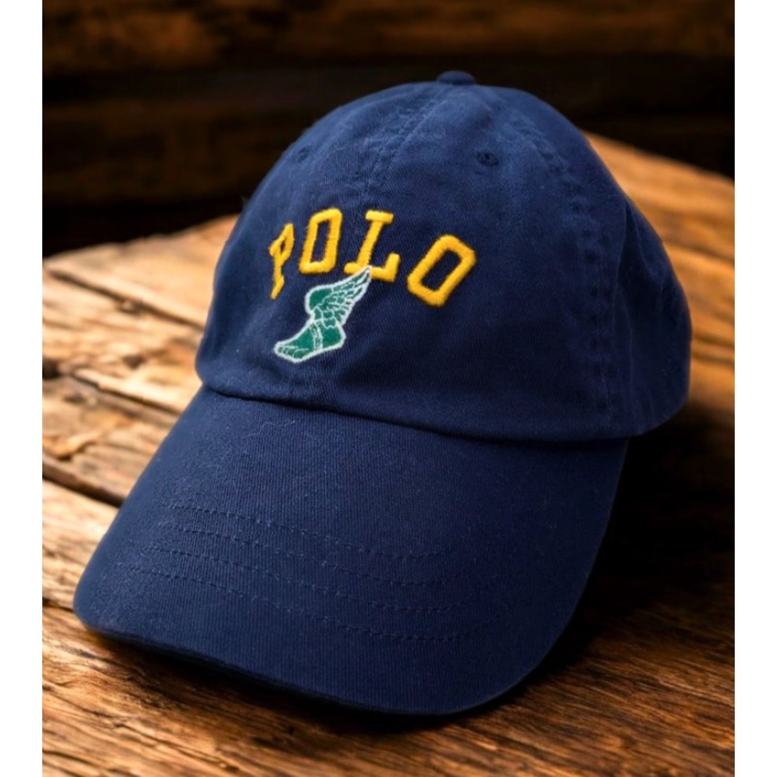 Polo Ralph Lauren VINTAGE Polo Ralph Lauren P-Wing Cap Unisex Adults One Size Navy Adjustable Leather Strap EUC Rare Size US M / EU 48-50 / 2 - 3 Thumbnail