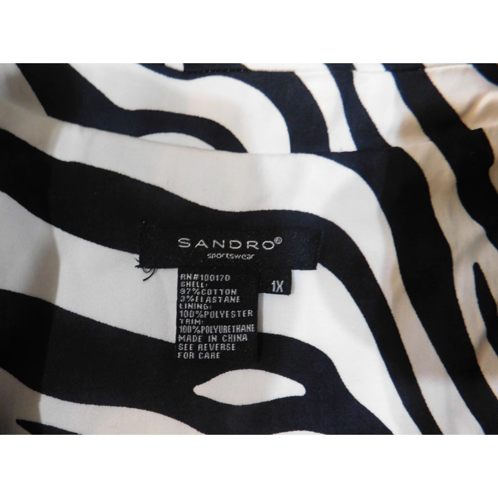 Sandro Sandro Jacket Women 1X White Geometric Casual Knit Cotton Regular Stretch Pockets Long Sleeve Button Mid-Length Size XL / US 12-14 / IT 48-50 - 5 Thumbnail