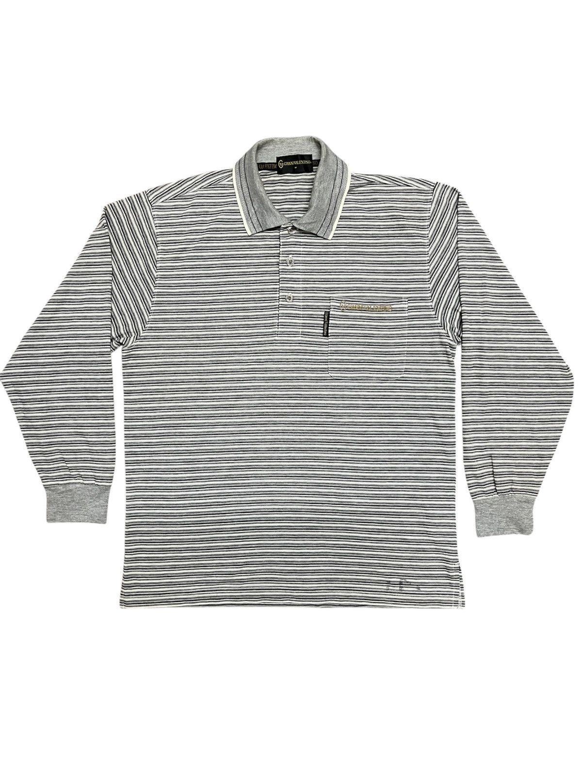 Gianni Valentino 💥Gianni Valentino Vintage 90s Striped Polo Longsleeves Size US M / EU 48-50 / 2 - 1 Thumbnail