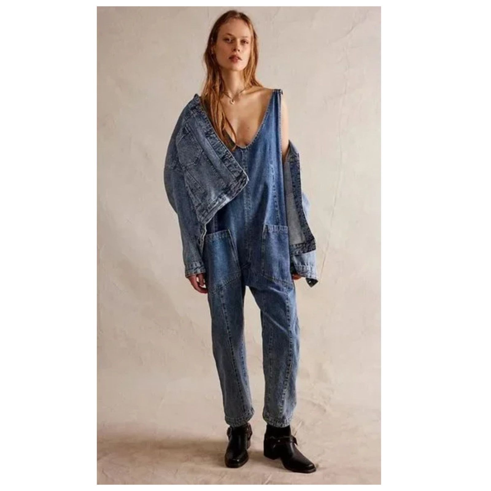 Free People Free People High Roller Denim Jumpsuit Size XS Size 24" / US 00 / IT 34 - 2 Thumbnail