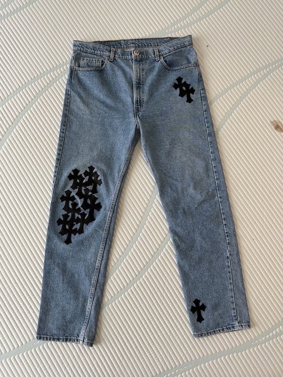 Chrome Hearts Chrome Hearts Levi's 505 Flooded Black Cross Patch Jeans Size US 36 / EU 52 - 1 Thumbnail