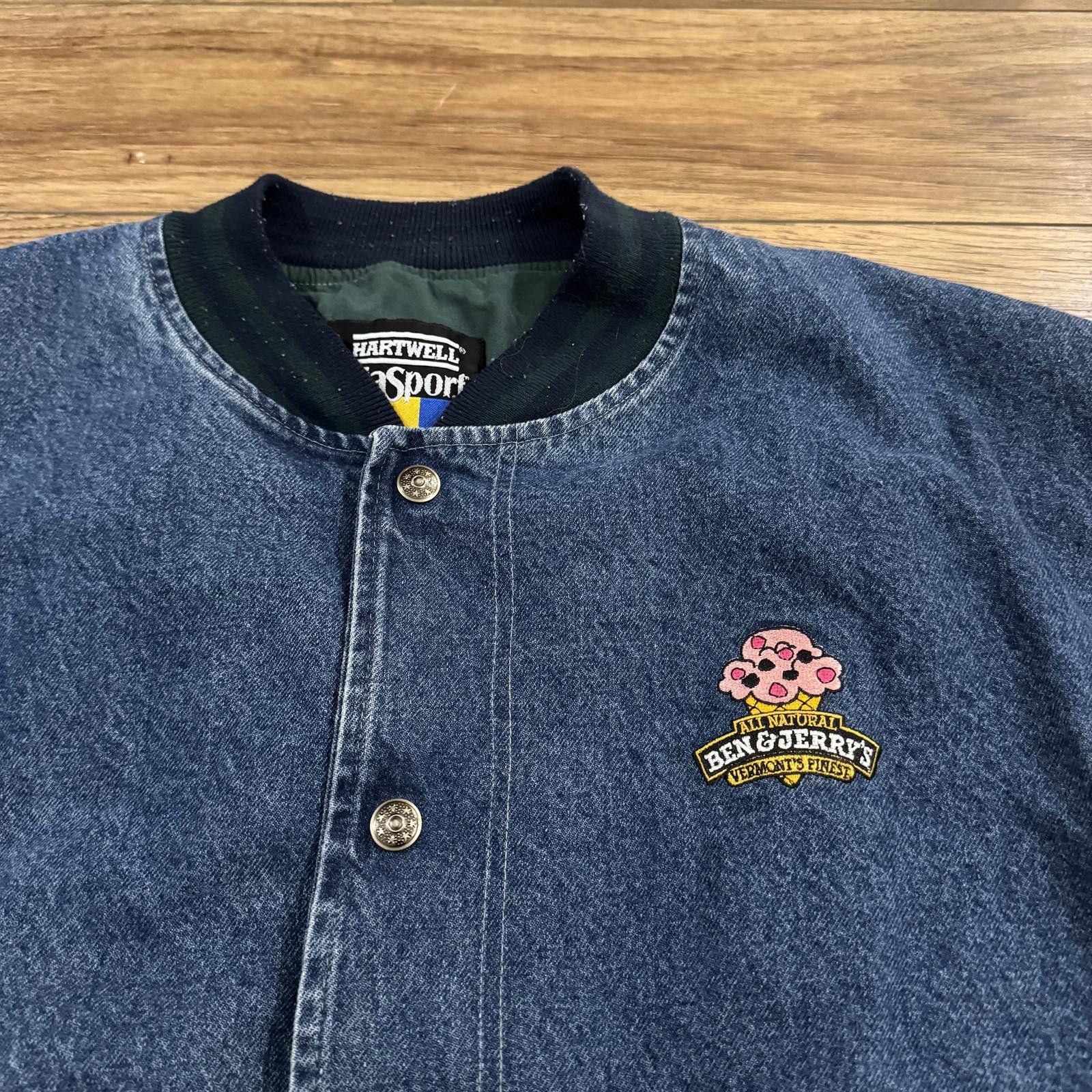 Other Vintage Ben & Jerry’s Denim Varsity Bomber Jacket 90s Size US XL / EU 56 / 4 - 2 Thumbnail