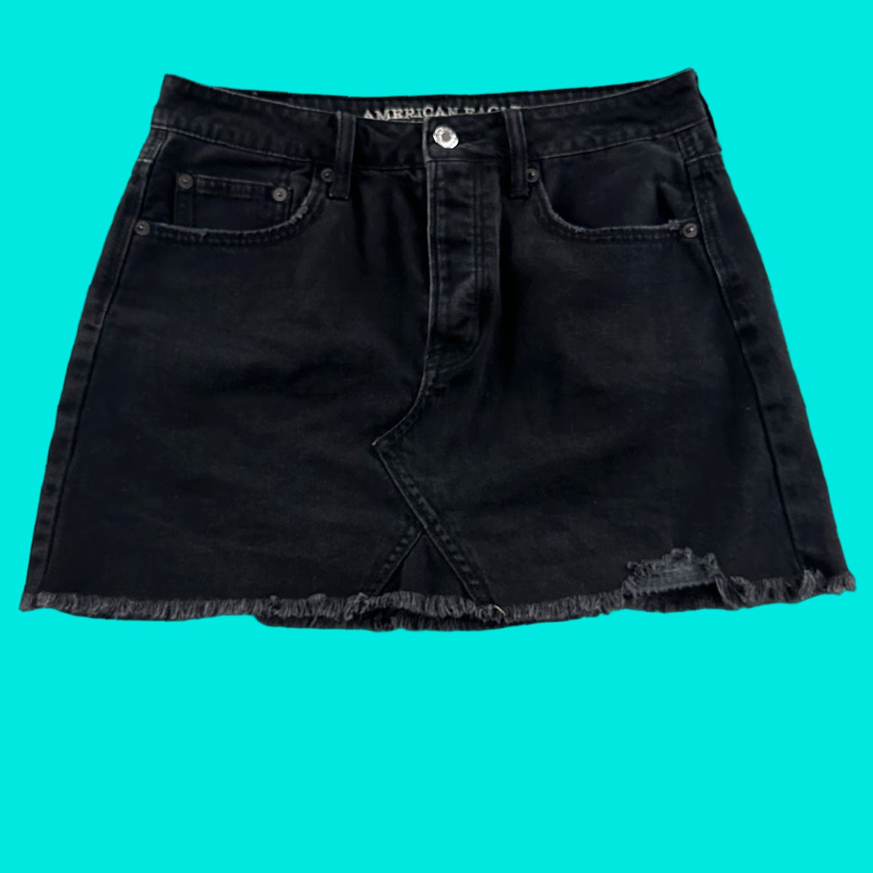 American Eagle Outfitters American Eagle Skirt Black Size 6 Mini Denim Stretch Cotton Blend Womens Size 28" / US 6 / IT 42 - 1 Thumbnail