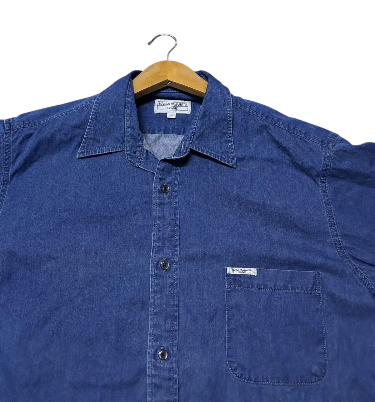 Kansai Yamamoto Vintage Kansai Yamamoto denim long sleeved button up shirt Size US L / EU 52-54 / 3 - 3 Thumbnail