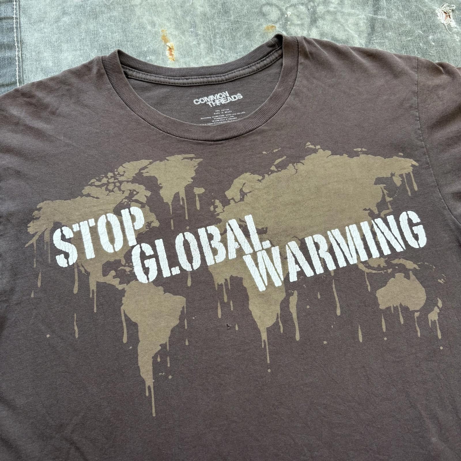 Vintage Vintage Y2K Chocolate Brown Stop Global Warming Grunge Shirt Size US M / EU 48-50 / 2 - 3 Thumbnail