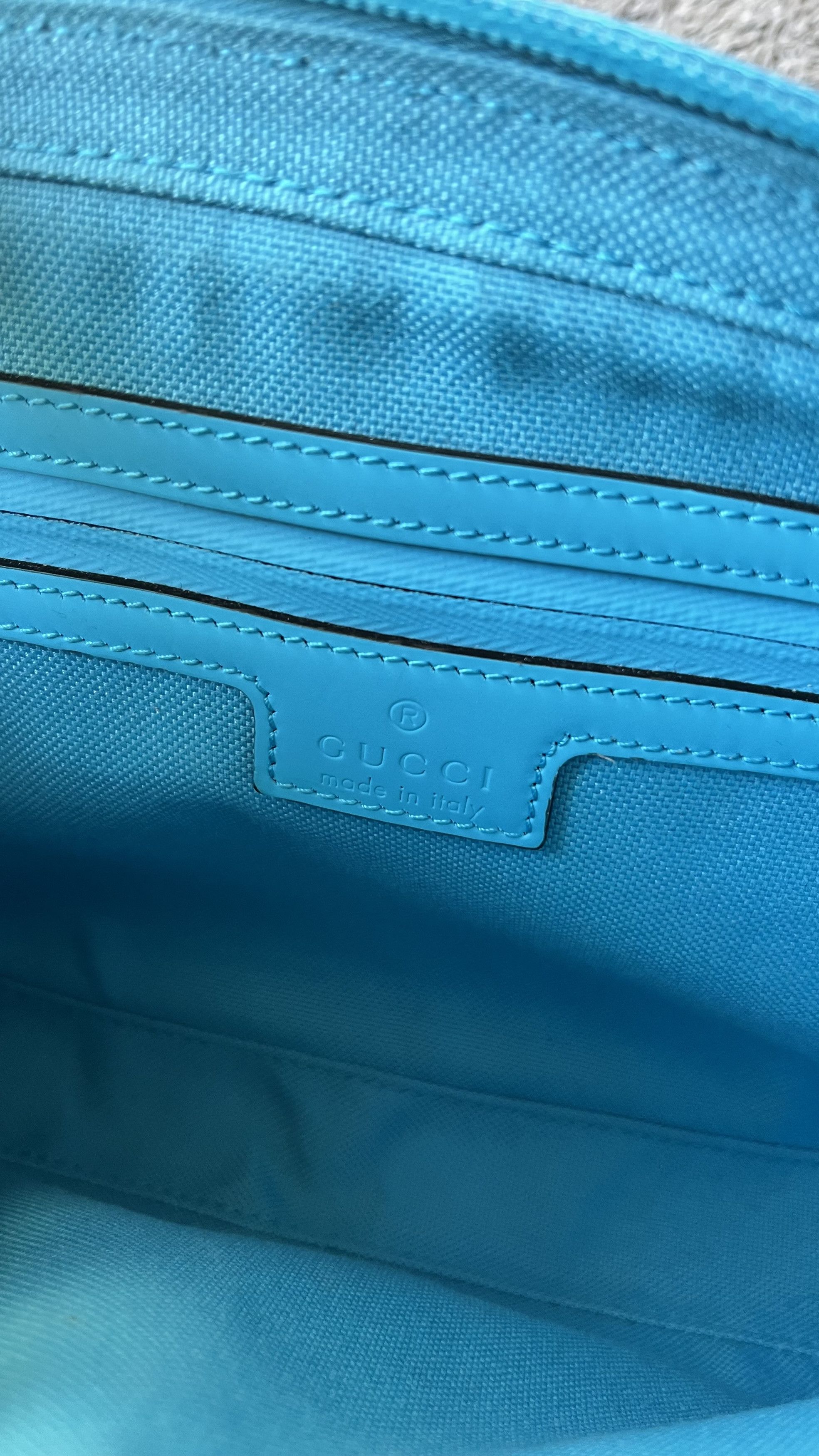 Gucci Gucci Front Zip GG Rubber Effect Bag – Light Blue Size ONE SIZE - 13 Thumbnail