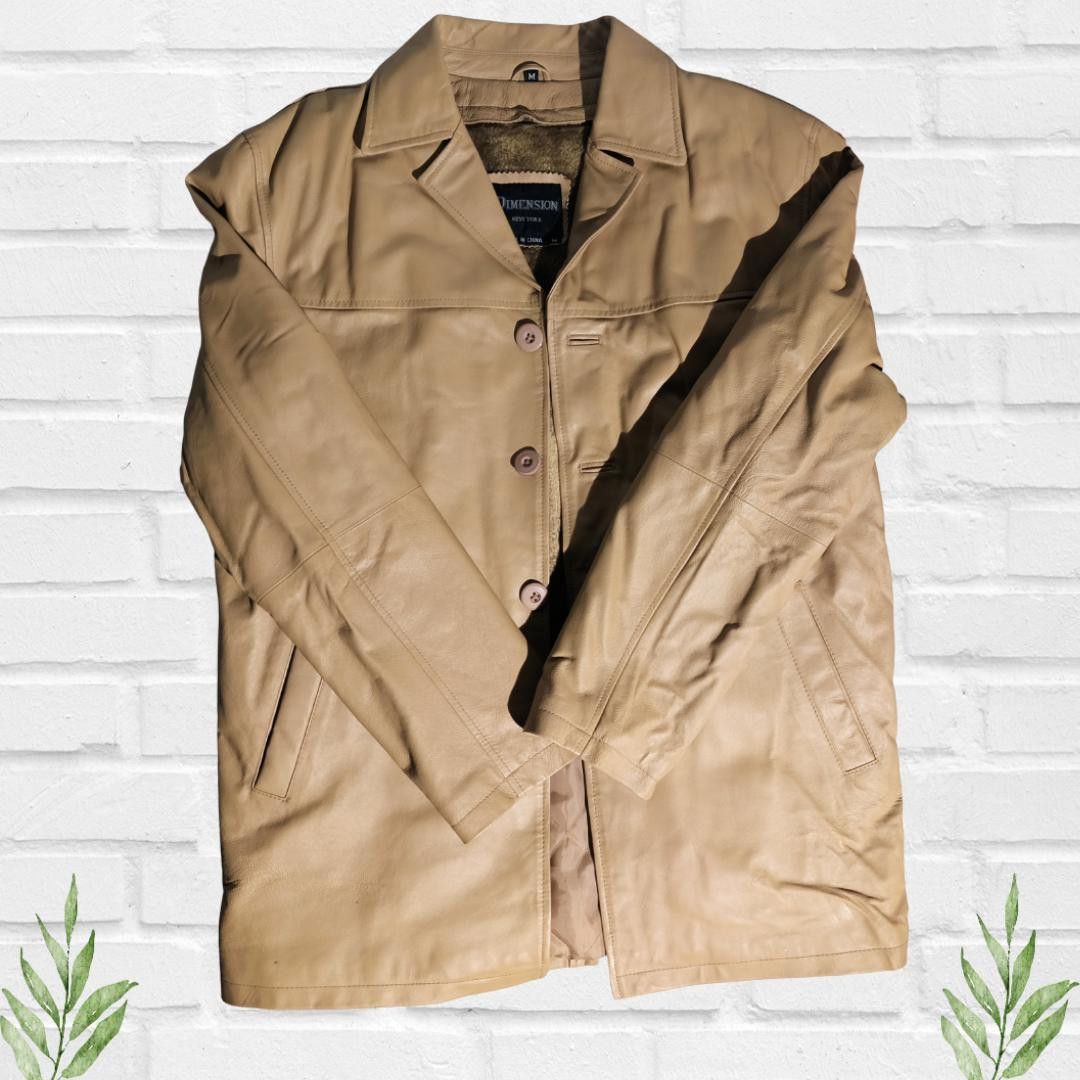 Other Dimension New York Men's Tan Leather Vintage Jacket Size M Size US M / EU 48-50 / 2 - 4 Thumbnail