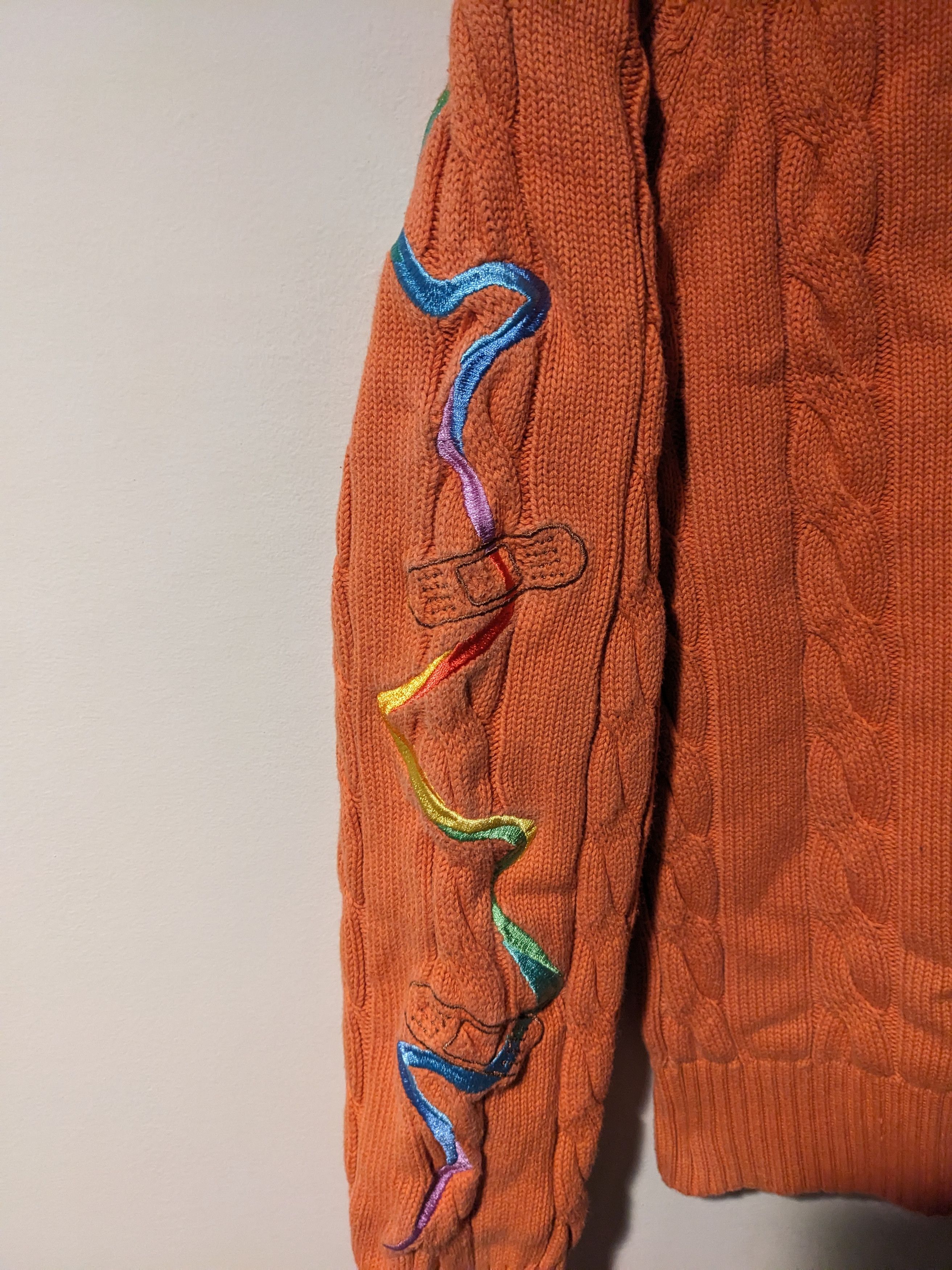 Designer Paws of Pride Cat Orange X-Small Cable Knitted Sweater Size US XS / EU 42 / 0 - 4 Thumbnail