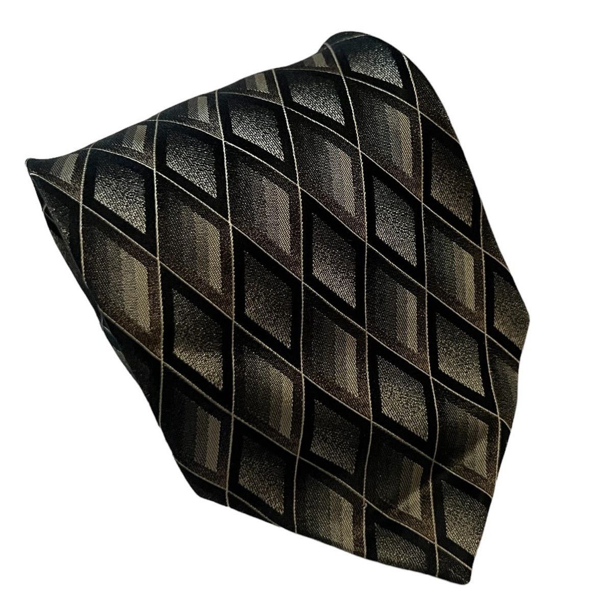 Croft & Barrow Croft & Barrow Black Gray Bronze Diamond Geometric Silk Tie Size ONE SIZE - 1 Thumbnail