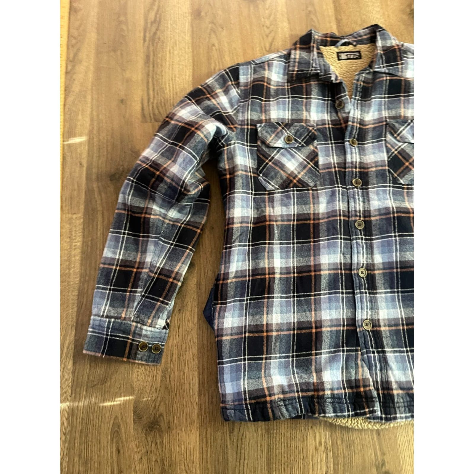 Vintage 1775 Jacket Men's Medium Blue Orange White Plaid Fleece Bomber Jacket Button Up Casual Size US M / EU 48-50 / 2 - 3 Thumbnail