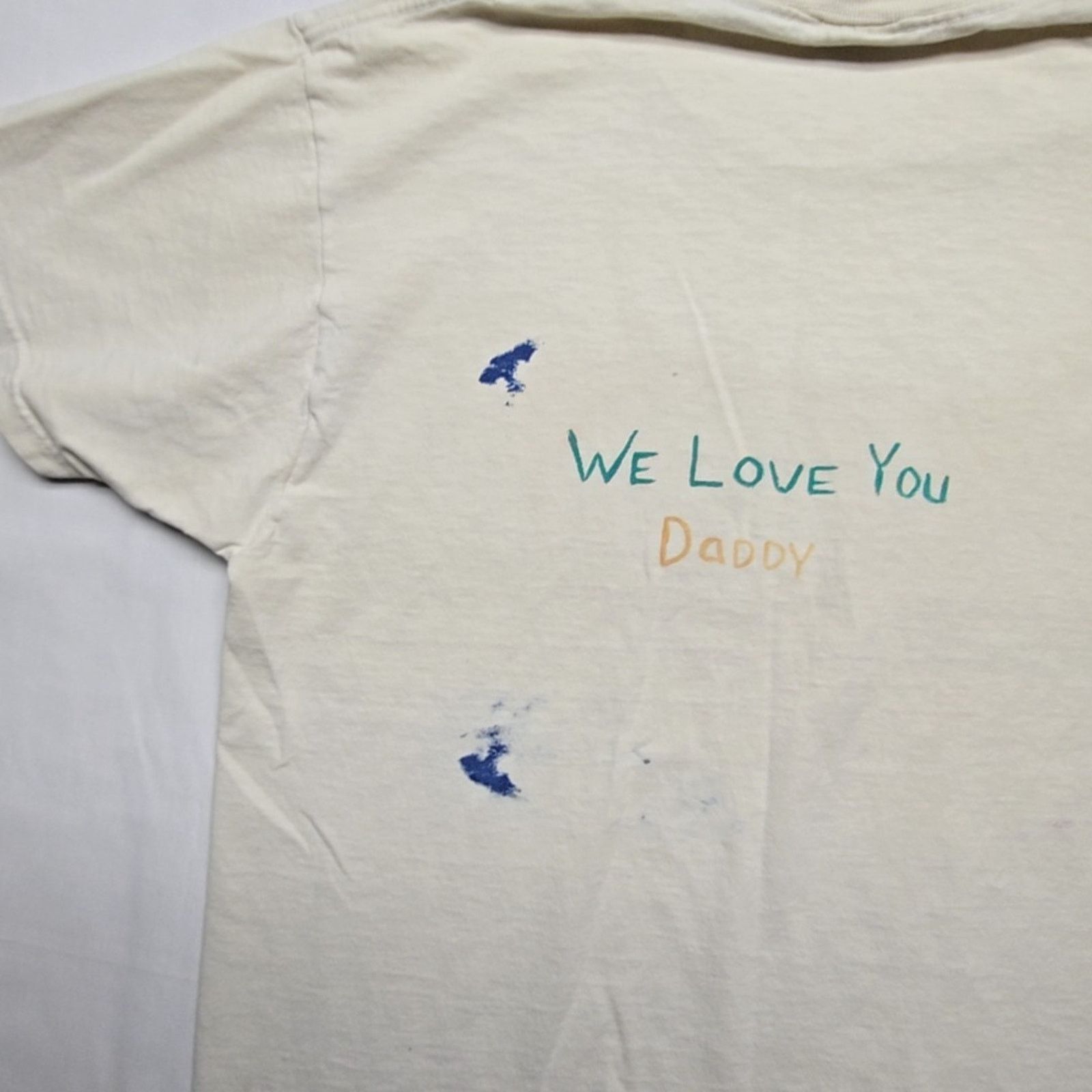 Fruit Of The Loom Vintage Best Dad Shirt Handprint Distressed Large White Tee Size US L / EU 52-54 / 3 - 7 Thumbnail