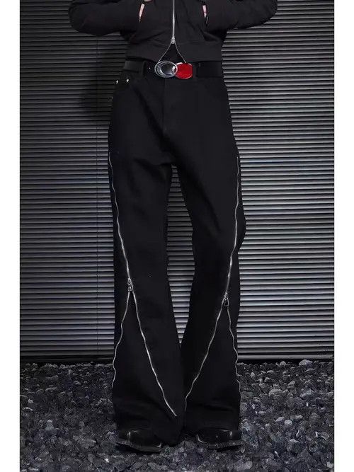 Japanese Brand × Jean Baggy jeans with retro micro-flare zipper design Size US 30 / EU 46 - 1 Thumbnail