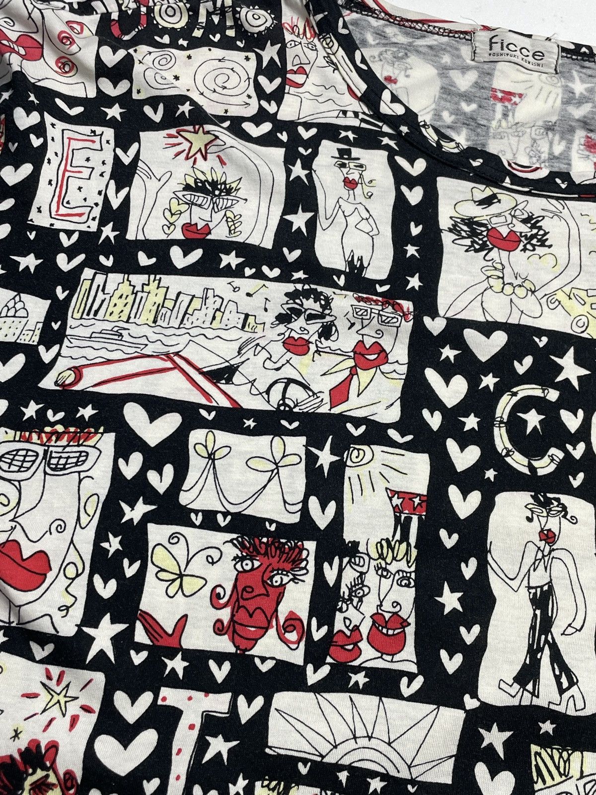 Yoshiyuki Konishi 1980’s Ficce - All Over Print Pop Art Graphic TShirt Size US M / EU 48-50 / 2 - 5 Thumbnail