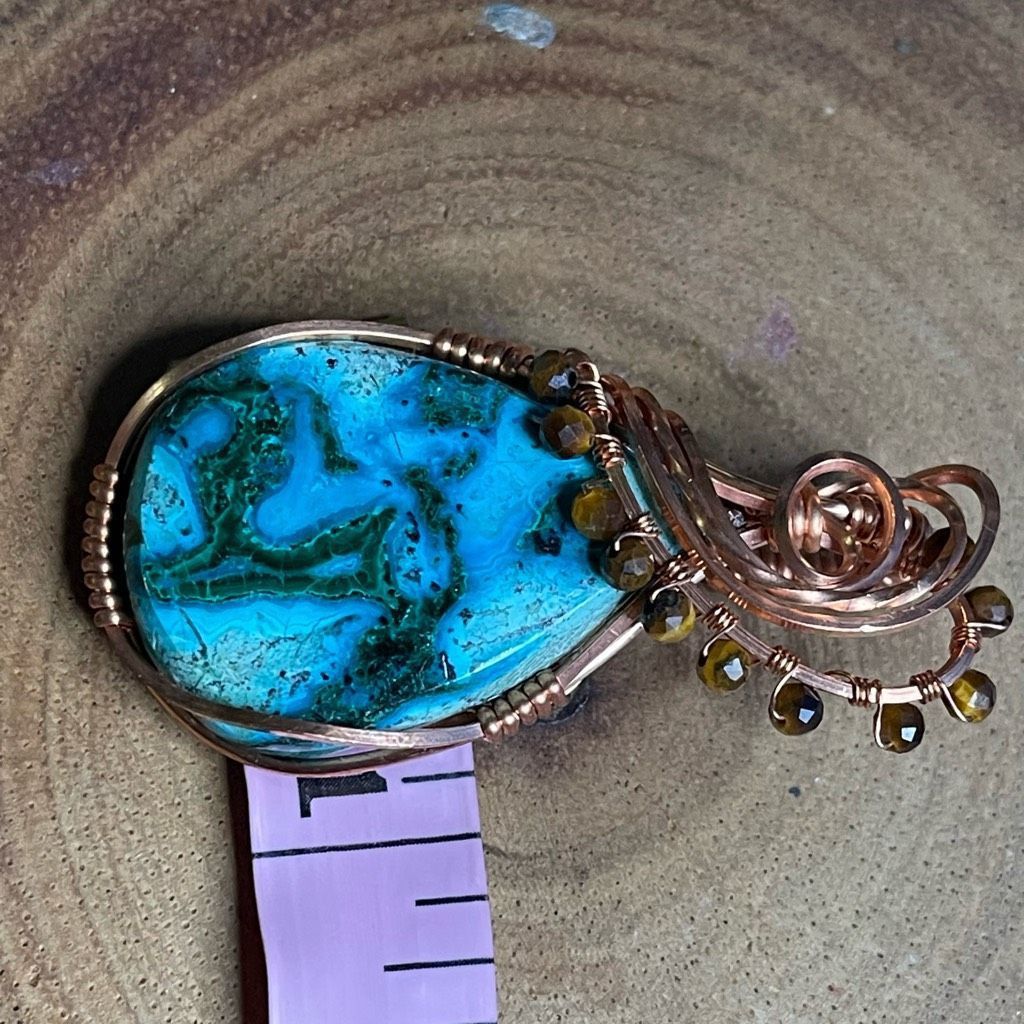 Handmade Artisan handmade Chrysocolla Malachite pendant wire wrap nec Size ONE SIZE - 2 Thumbnail