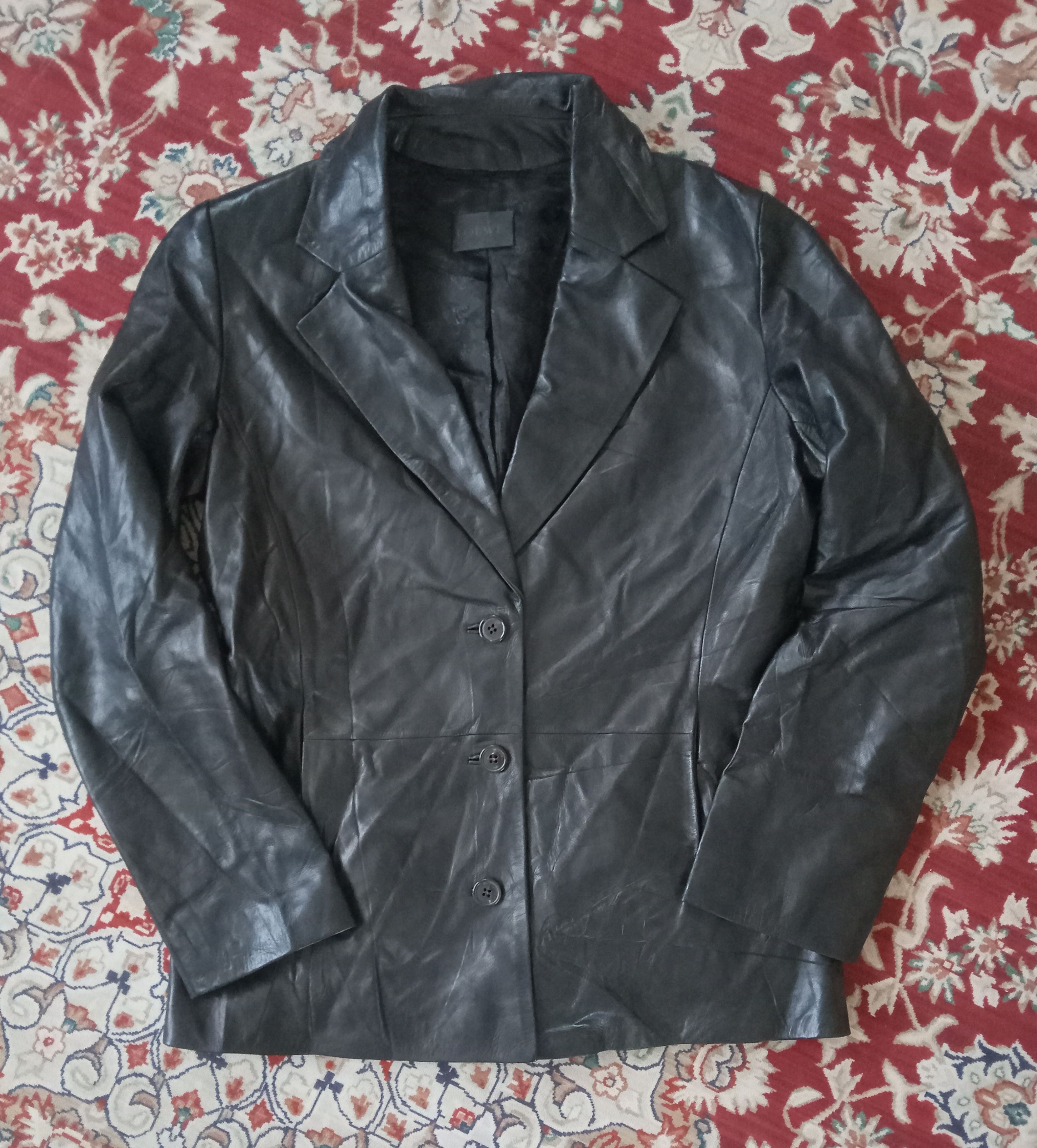 image of Loewe Leather Blazer Jacket in Black, Women's (Size Small)