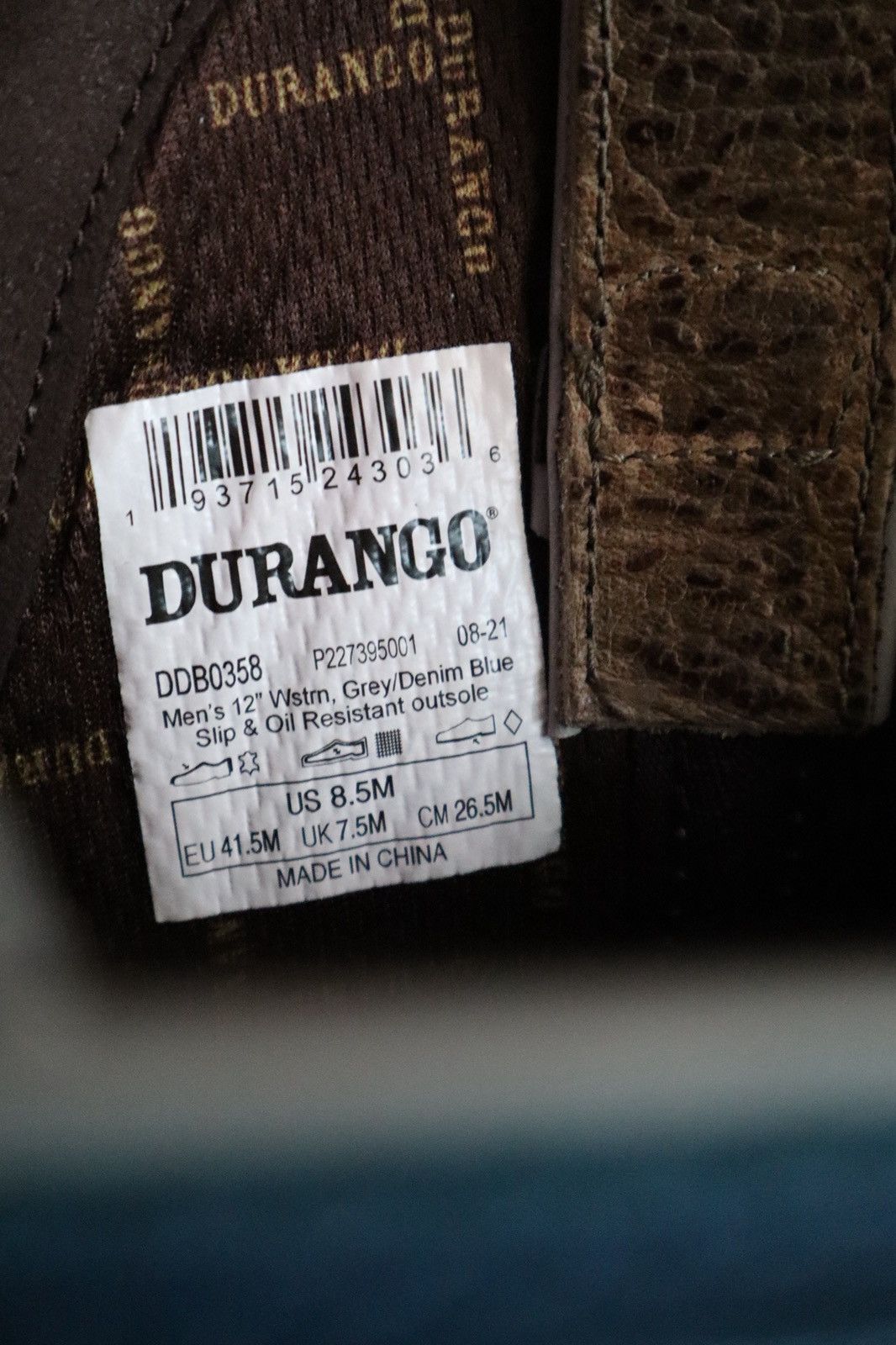 Durango 8.5 Mens 12” Wstn boot Size US 8.5 / EU 41-42 - 6 Thumbnail