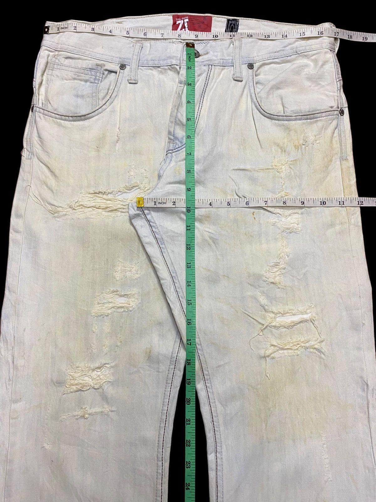 Rhude × Zara Vintage Zara Faded Wash Distressed Loose Jeans Size US 34 / EU 50 - 14 Thumbnail