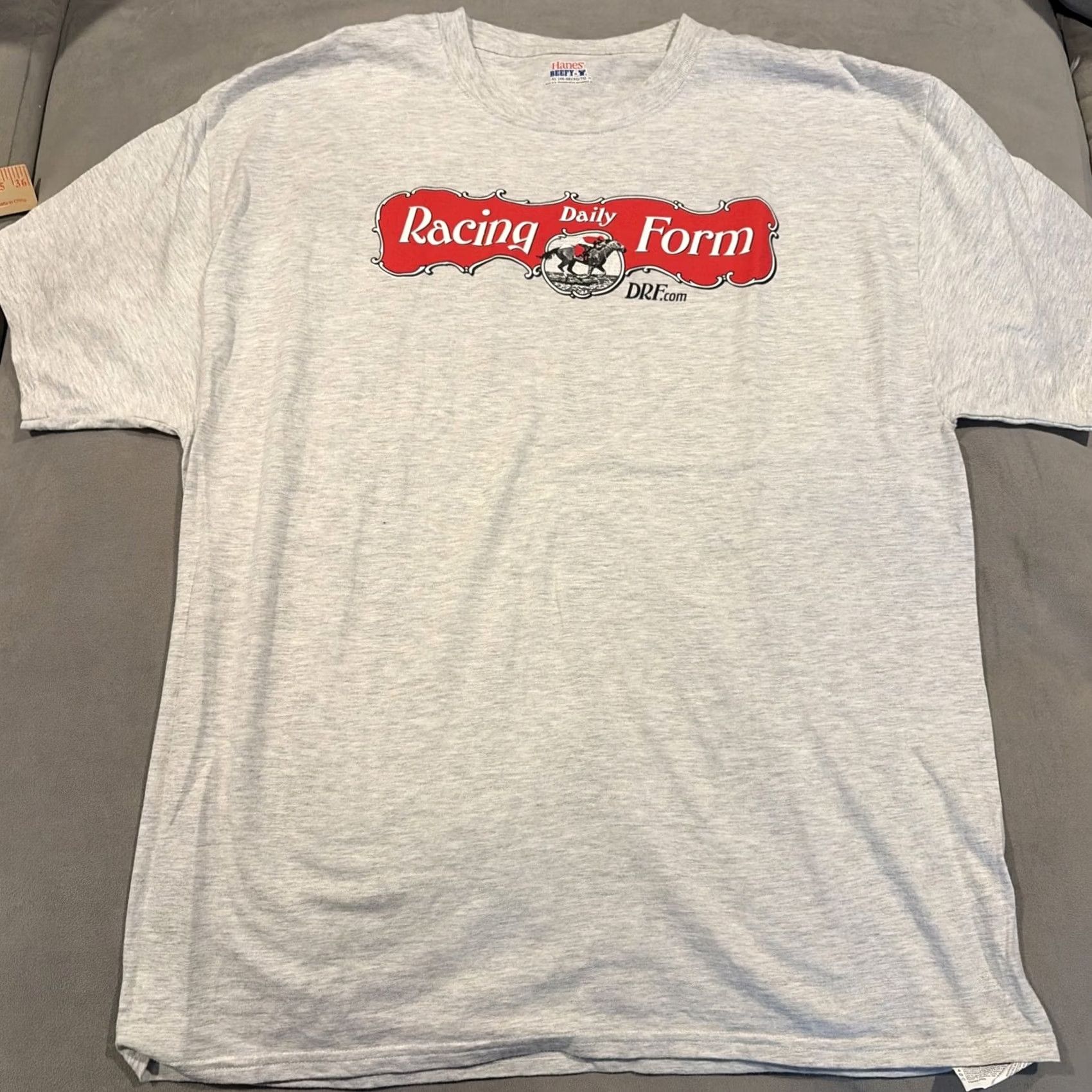 Hanes VINTAGE Hanes T Shirt DRF DAILY RACING FORM Men's XL Gray Crew Neck Mens Size US XL / EU 56 / 4 - 2 Thumbnail