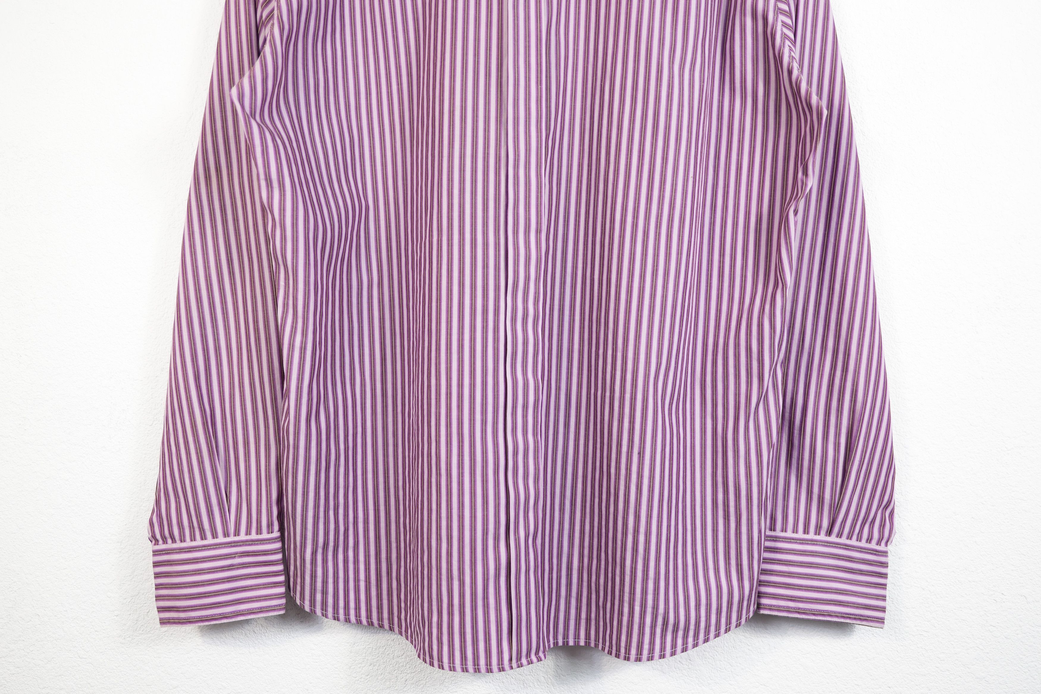 Dolce & Gabbana Dolce & Gabbana Pocket Logo Tab Purple Striped Shirt L Size US L / EU 52-54 / 3 - 11 Thumbnail