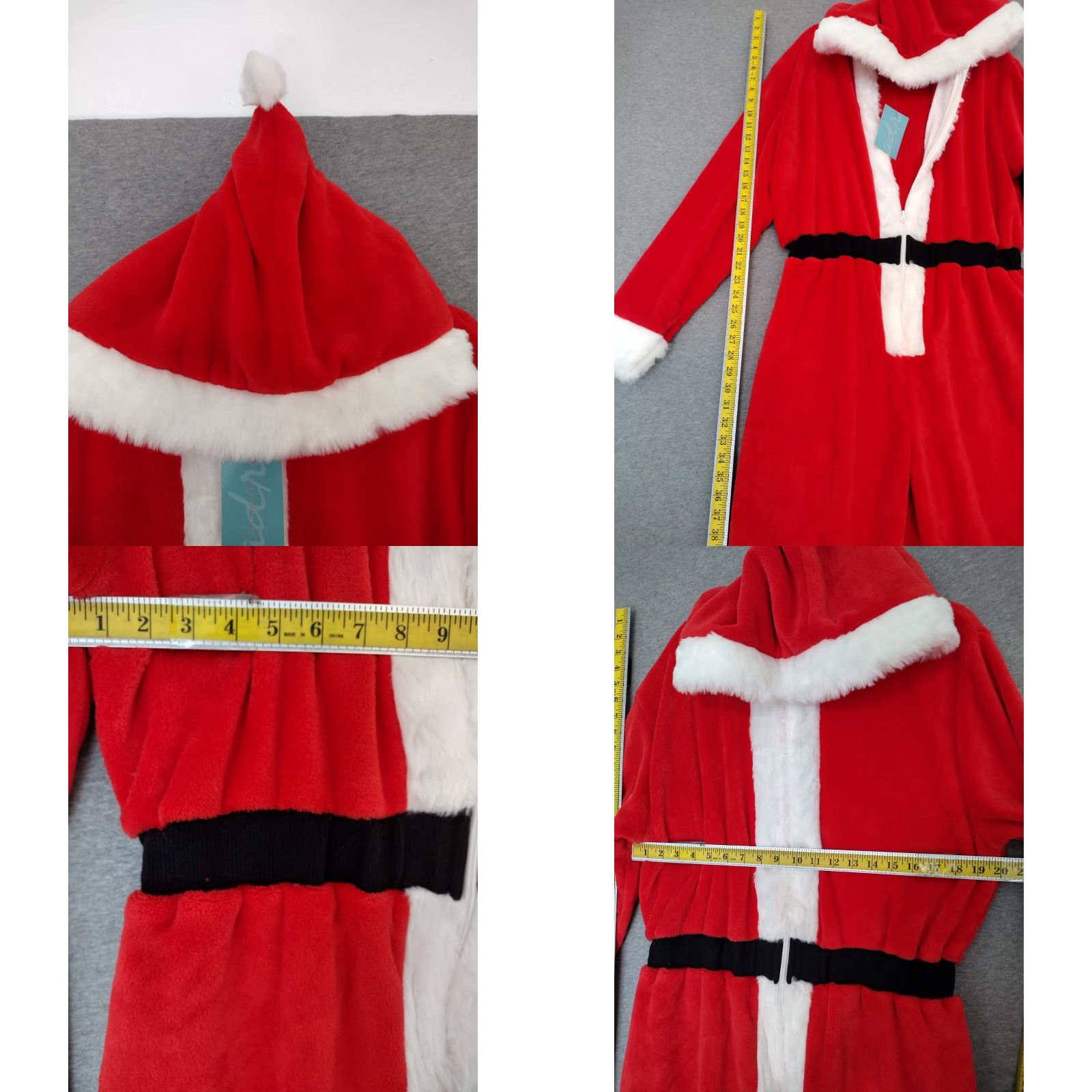 Vintage Alexander Del Rossa Unisex Fleece One Piece Santa Suit Pajamas Red L Size 42R - 8 Thumbnail