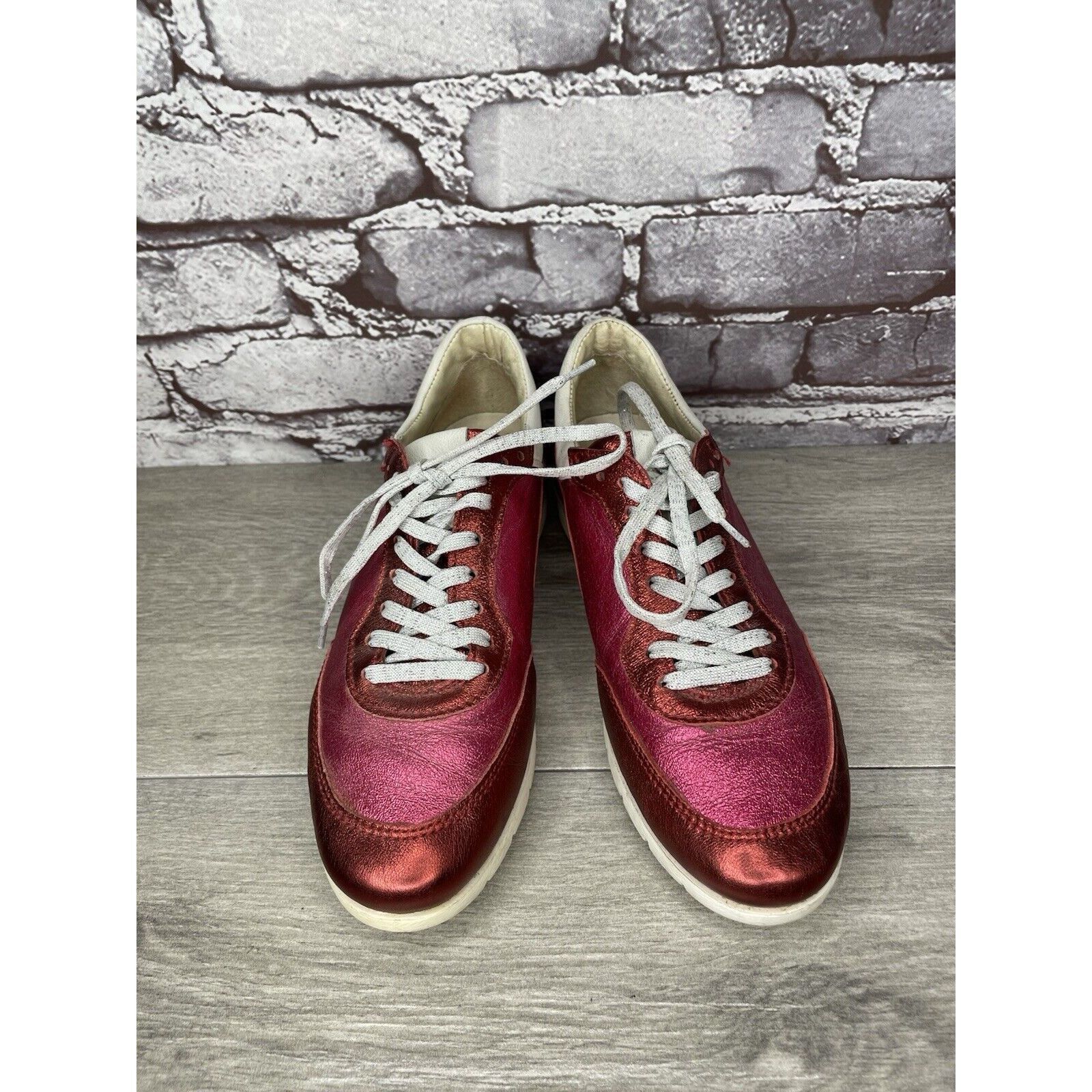 Other MJUS Pink Metallic Leather Comfort Casual Lace Up Sneakers W Size US 6.5 / IT 36.5 - 2 Thumbnail