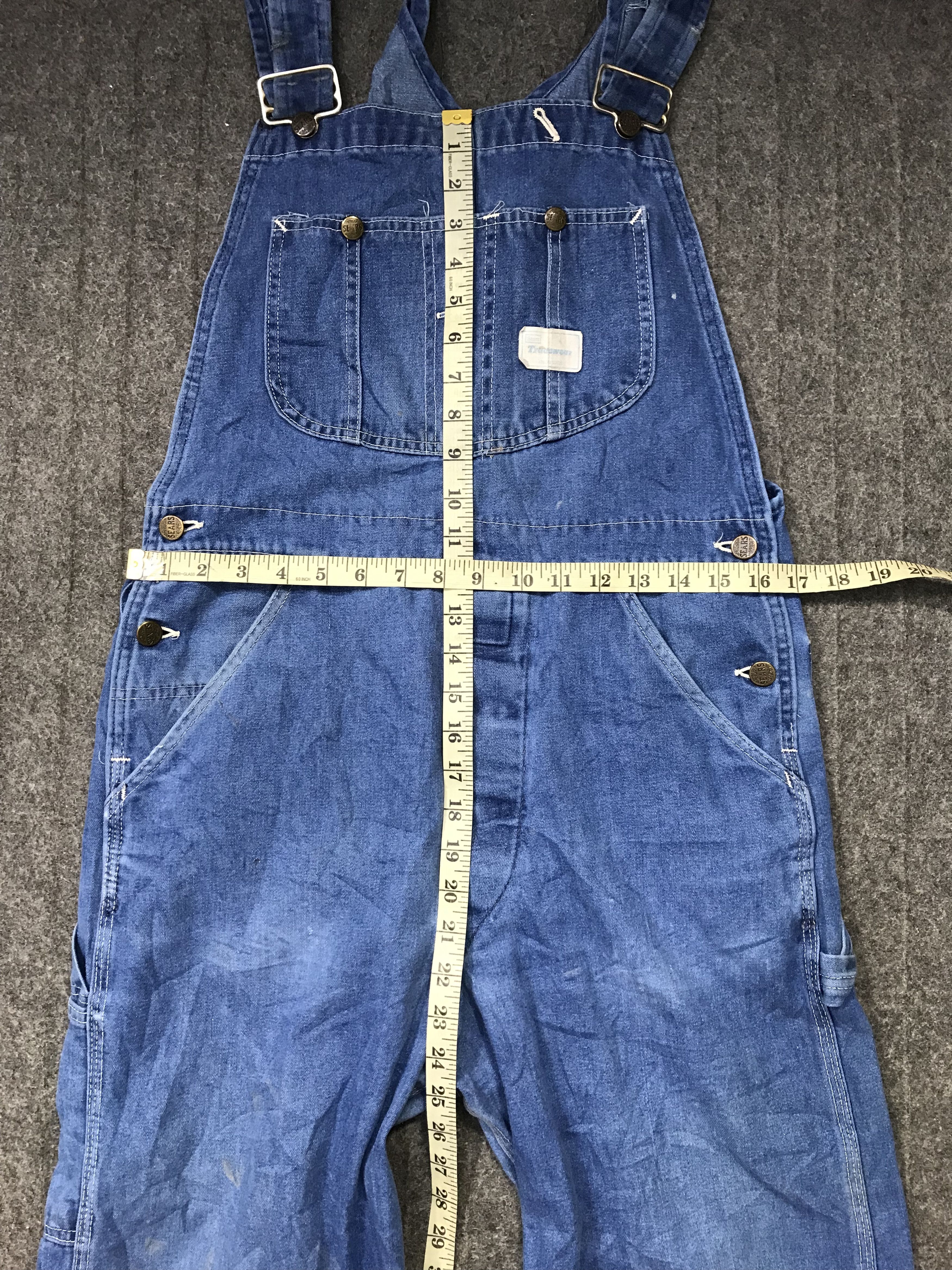 Sears 80s Sears Tradewear Union Made Indigo Denim Jeans Overall Size US 33 - 9 Thumbnail