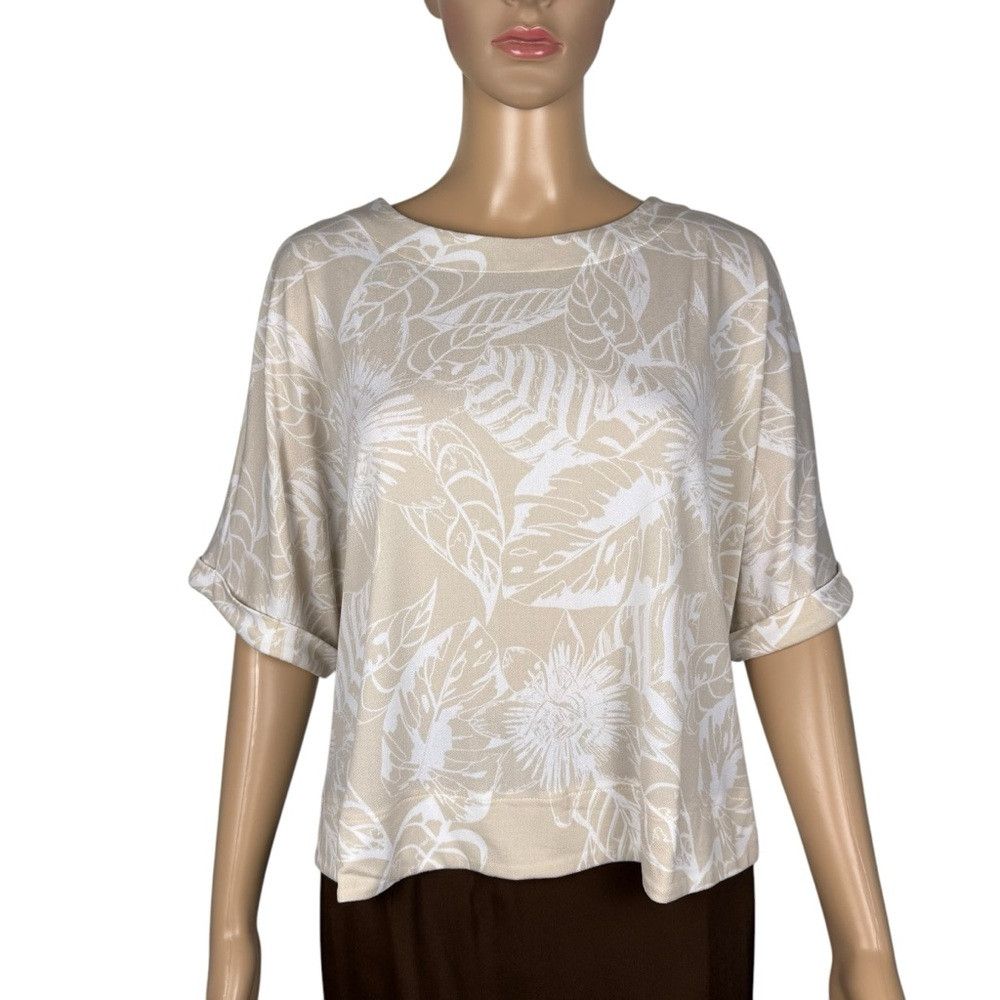Adrianna Papell NWT New $79 Adrianna Papell Printed Cropped Knit Dolman Sle Size L / US 10 / IT 46 - 1 Thumbnail