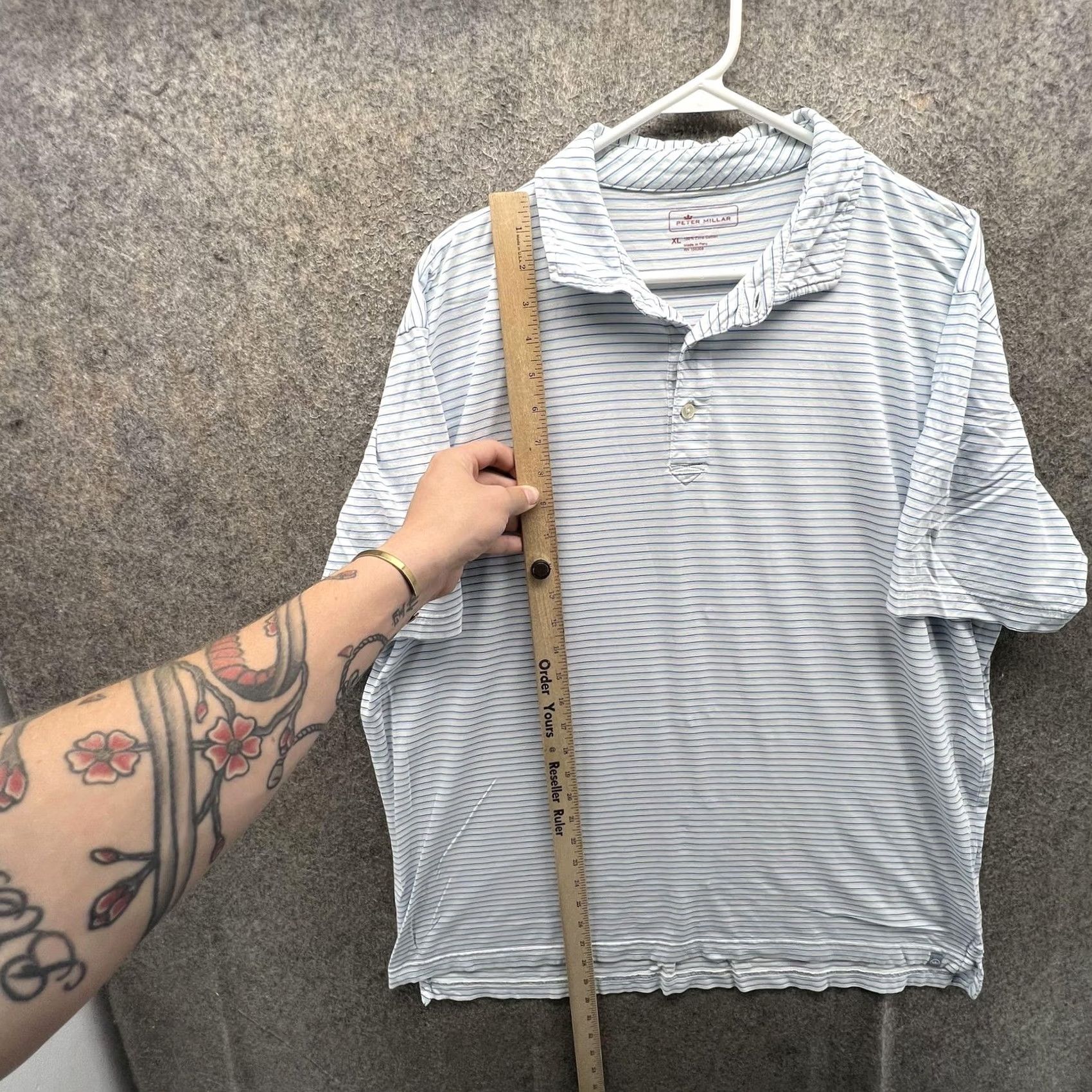 Peter Millar Peter Millar Polo Shirt Mens XL Blue Stripe Pima Cotton Casual Short Sleeve Size US XL / EU 56 / 4 - 3 Thumbnail