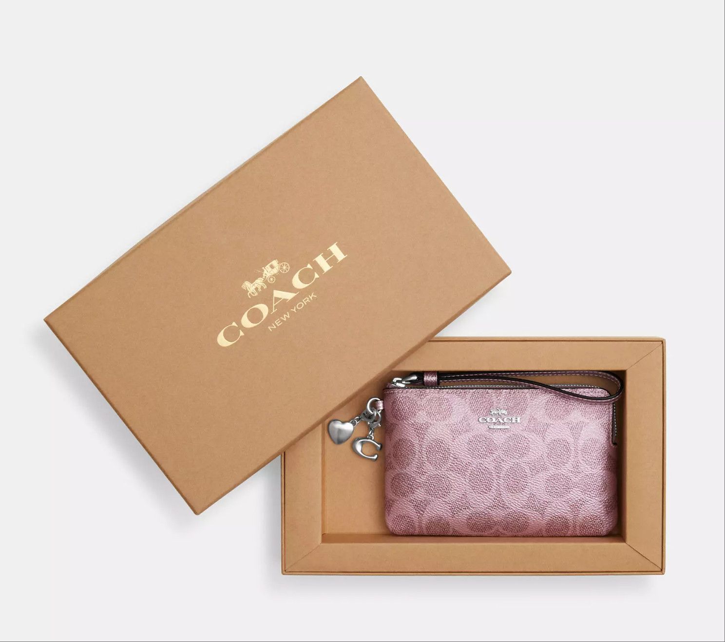 Coach Boxed Corner Zip Wristlet In Signature Canvas With Charms Size ONE SIZE - 6 Thumbnail