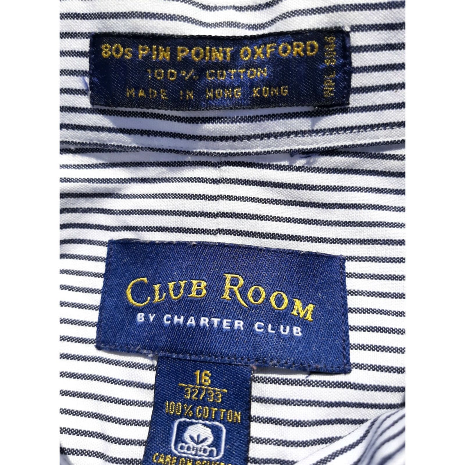 Club Room Club Room Mens White Striped Long Sleeve Button Down Shirt 16 32/33 Cotton Size US L / EU 52-54 / 3 - 4 Thumbnail