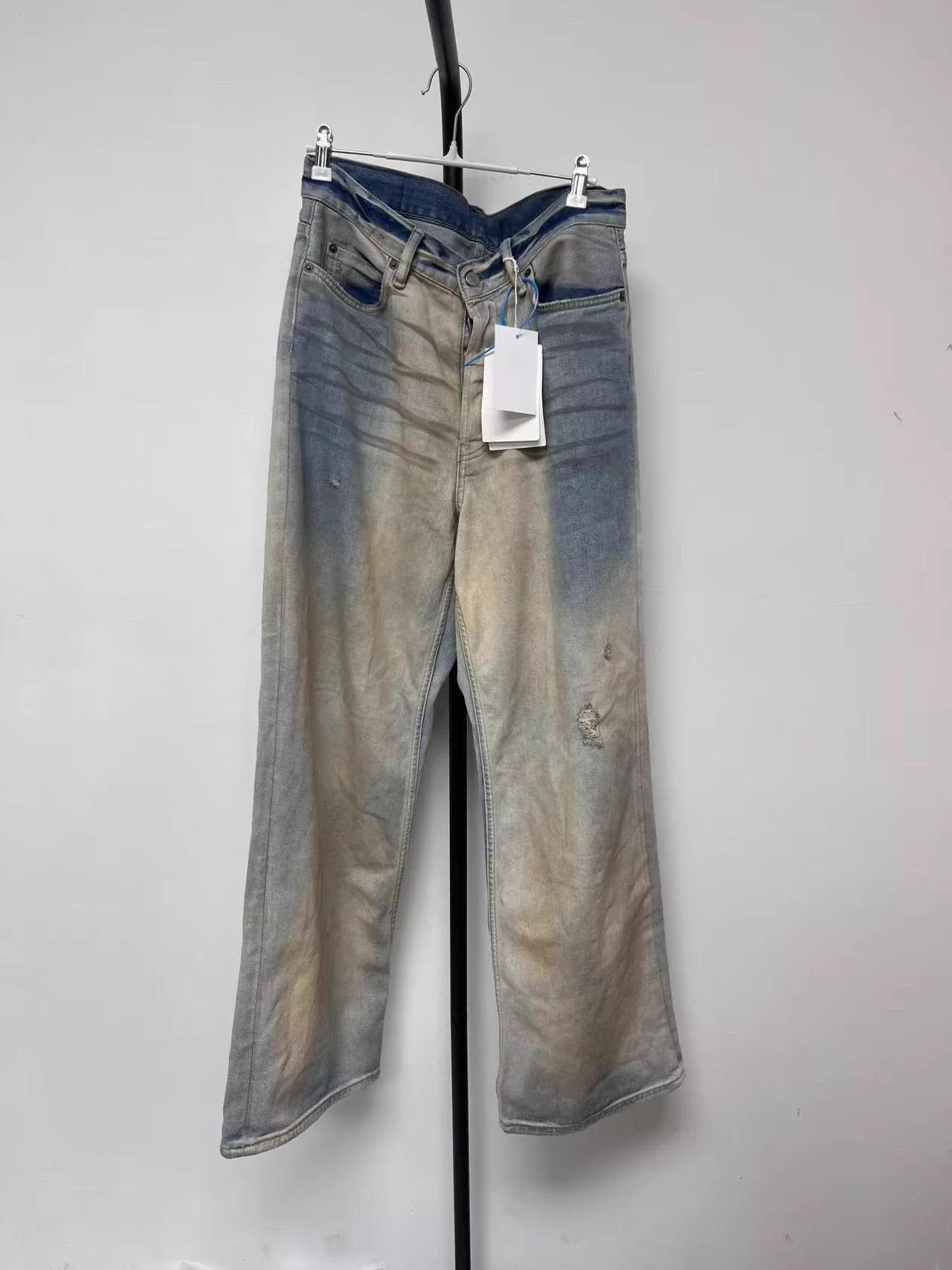 Acne Studios Ripped Mid-Rise Wide Leg Jeans Women's 46
