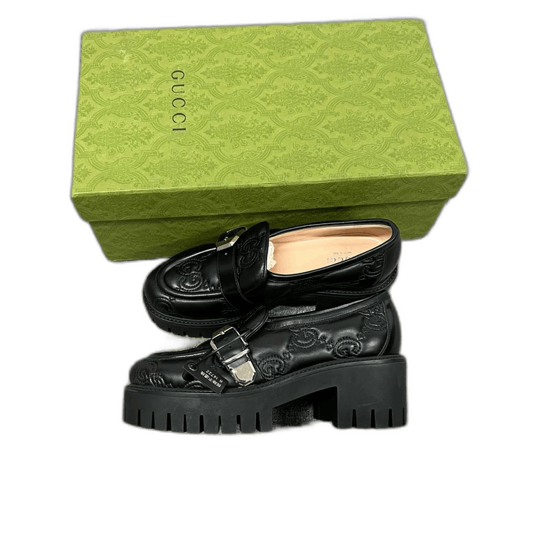 Gucci Gucci Black Platform Loafers with Logo Size US 7 / EU 40 - 1 Thumbnail