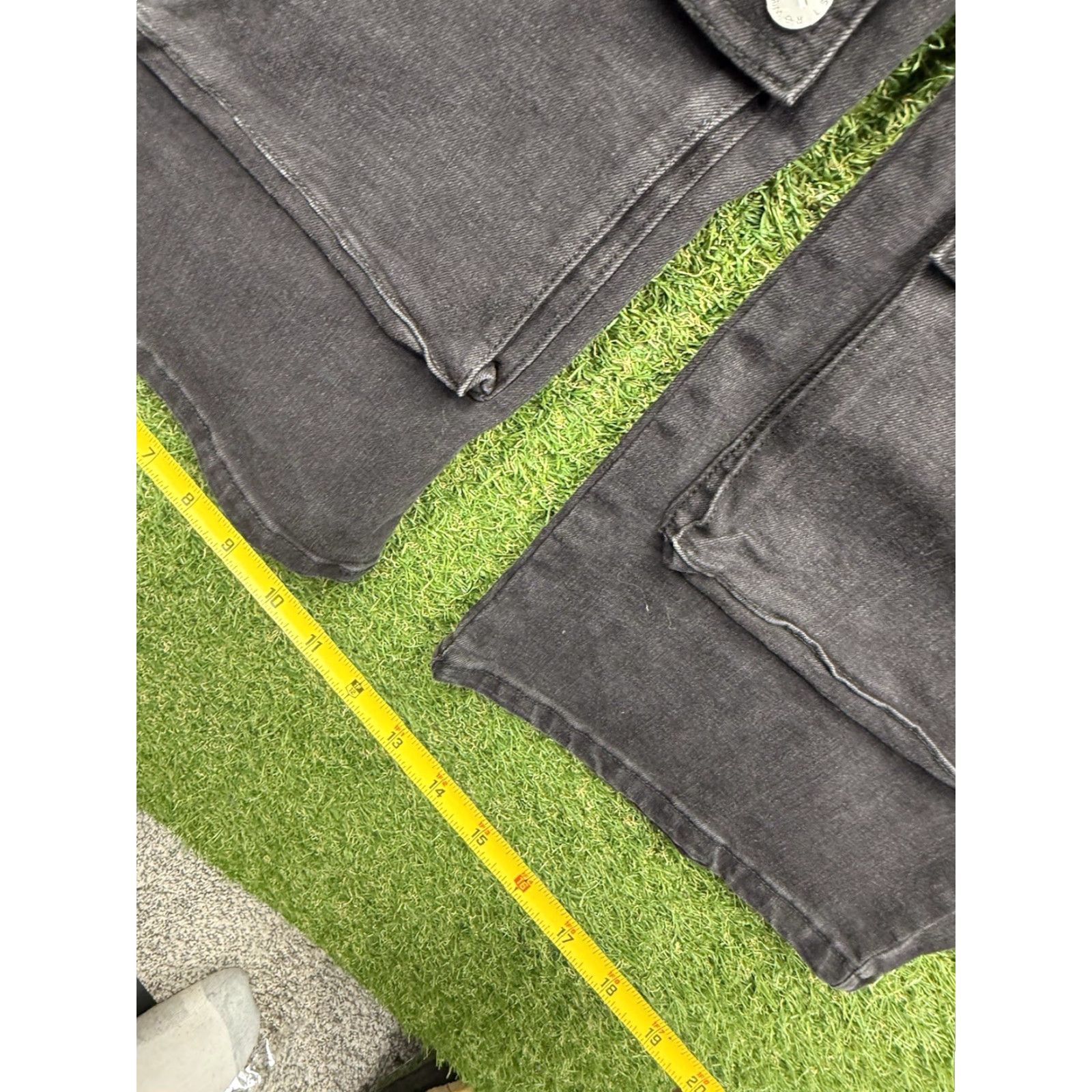Vintage First Row Pants Mens 30 Black Denim Cargo Wide Leg Baggy Y2K 90s Pockets Size US 30 / EU 46 - 5 Thumbnail