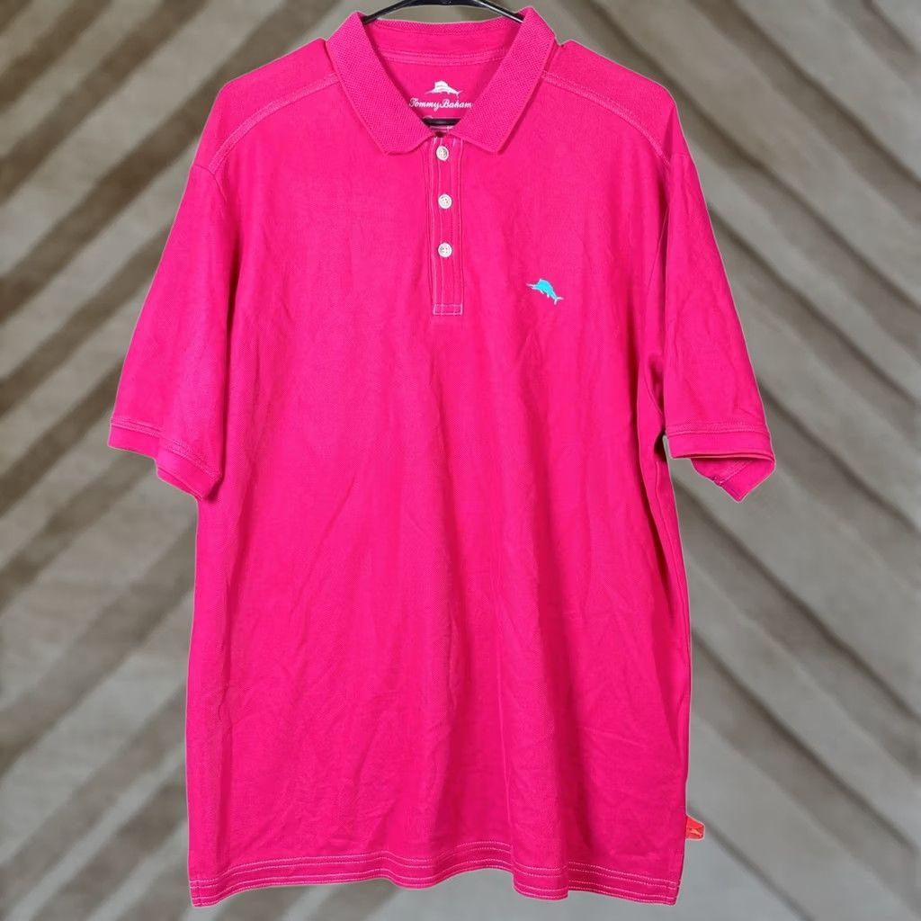 Tommy Bahama Tommy Bahama Mens Polo Shirt Berry Pink Short Sleeve Pima Cotton Large Size US L / EU 52-54 / 3 - 1 Thumbnail