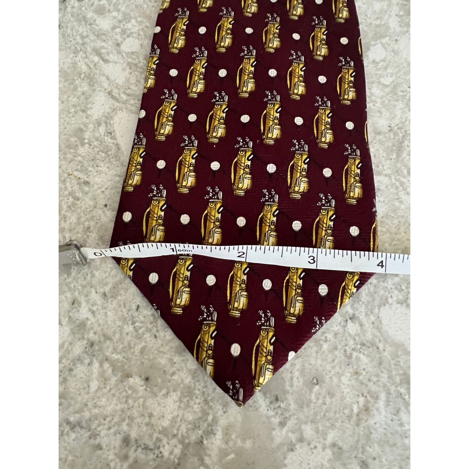 Vintage Vintage Golf Themed 100% Silk Neck Tie Red Gold Golf Bag Size ONE SIZE - 7 Thumbnail