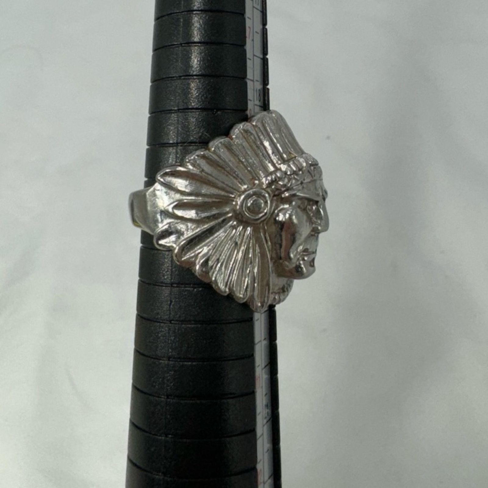 NBDN Nobrandedon Large hand cast Native American Chief ring Size ONE SIZE - 4 Thumbnail